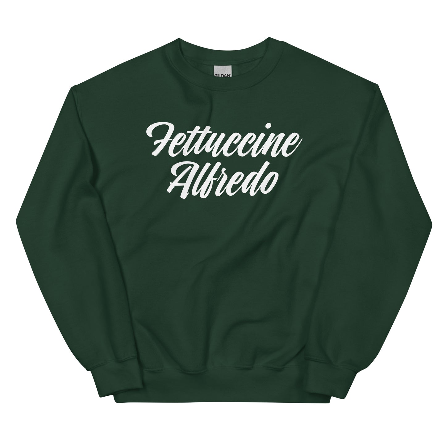 Green Fettuccine Alfredo Crewneck Sweatshirt - Fettuccine Alfredo enthusiast? Looking for a gift for a pasta lover? Our Fettuccine Alfredo Crewneck Sweatshirt is cozy, soft, and made just for you!