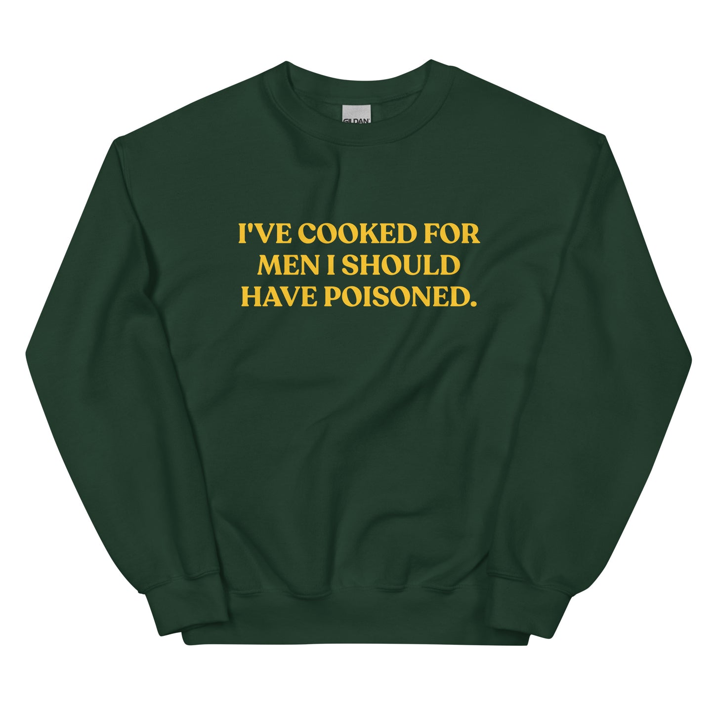 Green - Introducing our "I've cooked for men I should have poisoned" sweatshirt. This funny crewneck sweatshirt is super soft and comfortable, comes in a variety of colors and is expertly printed just for you. Make a statement with this sarcastic sweatshirt or give it as a funny gift for chef. 