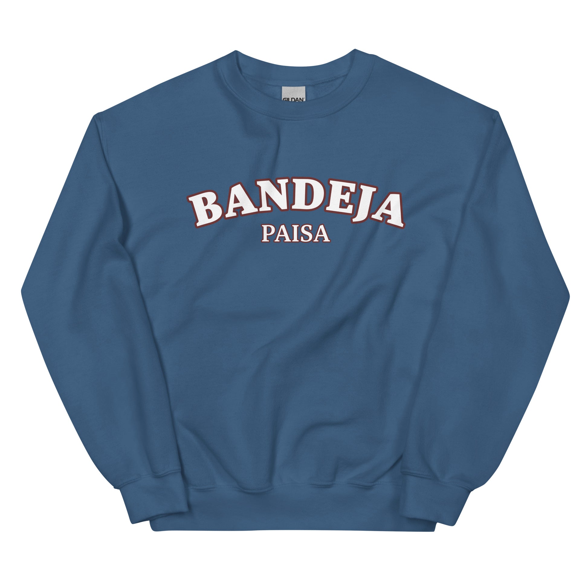 Indigo blue bandeja paisa sweatshirt - This Bandeja Paisa sweatshirt is soft, comfortable and shows off your foodie passion. Designed for those with a Bandeja Paisa lovers, this funny food sweatshirt is perfect for cozy nights, funky streetwear or a funny gift for Colombian foodies. With its eye-catching design, and quirky nature, it's sure to turn heads. Make a statement in this Bandeja Paisa sweatshirt.