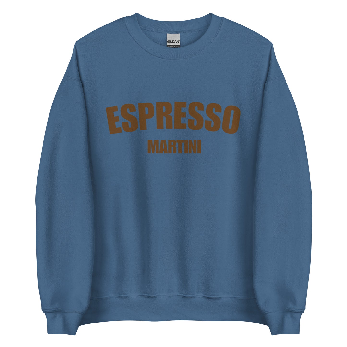 Indigo Blue Espresso Martini Sweatshirt from Nina's Funky Shop by ninanush - Love espresso martinis? Our Espresso Martini Sweatshirt is a perfect bold sweatshirt for martini enthusiasts. It's a unisex, crew neck sweatshirt with "Espresso Martini", expertly printed on the front. Perfect for cozy nights in or stand out streetwear, this espresso sweatshirt is designed by Nina and made just for you.