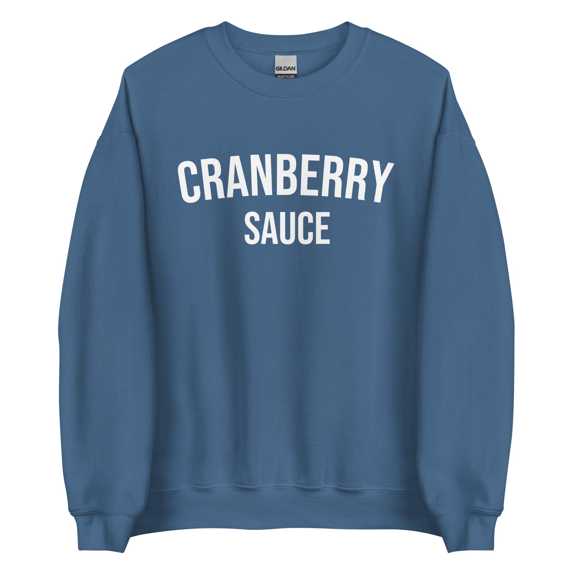 Indigo Blue Cranberry Sauce Sweatshirt from Nina's Funky Shop by ninanush - Do you love cranberry sauce? Looking for a funny foodie gift? Our Cranberry Sauce Crewneck Sweatshirt is soft, comfortable and just what you need. A unisex, funny holiday sweatshirt or cozy streetwear for foodies and cranberry sauce lovers. This cranberry sauce enthusiast sweatshirt is designed by Nina and made just for you.