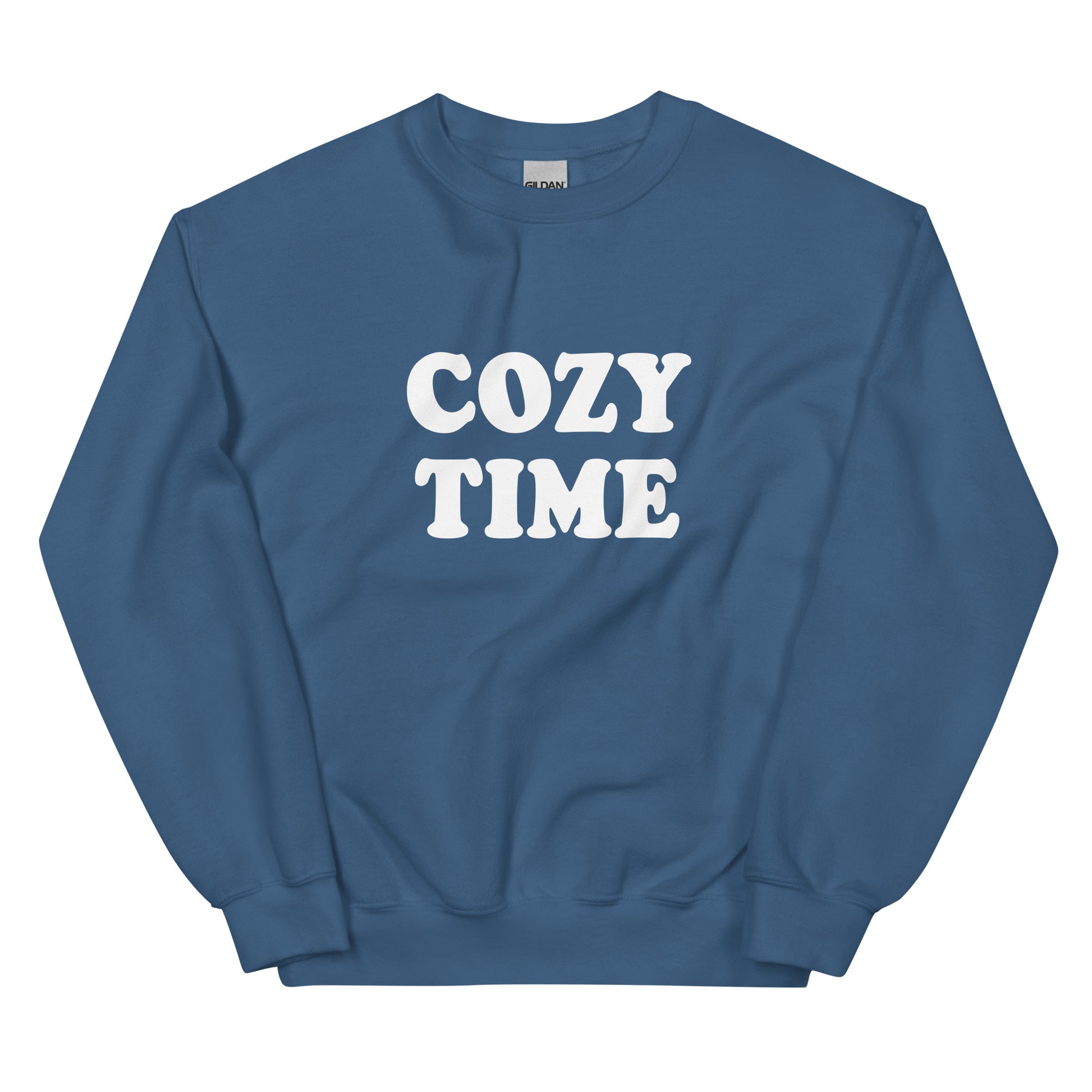 Indigo Blue Cozy Time Sweatshirt - Our Cozy Time Sweatshirt is super soft, comfortable and made just for you. It's perfect for lounging on the couch or everyday streetwear. Make a statement and get cozy.