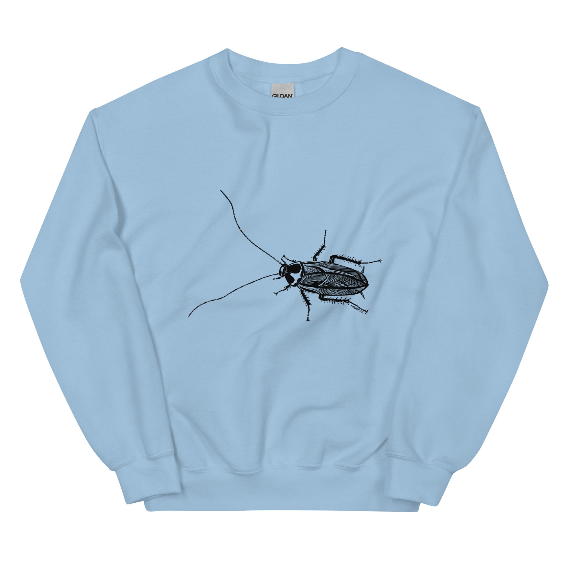 Blue cockroach sweatshirt from Nina's Funky Shop by ninanush - This cockroach sweatshirt is soft and comfortable with a bold cockroach sketch on the front. Add a little personality to your style in this weird sweatshirt or give it as a funny gift for a bug enthusiast Celebrate your individuality with our original, hand-drawn graphics, designed by Nina. Stay funky and stand out.