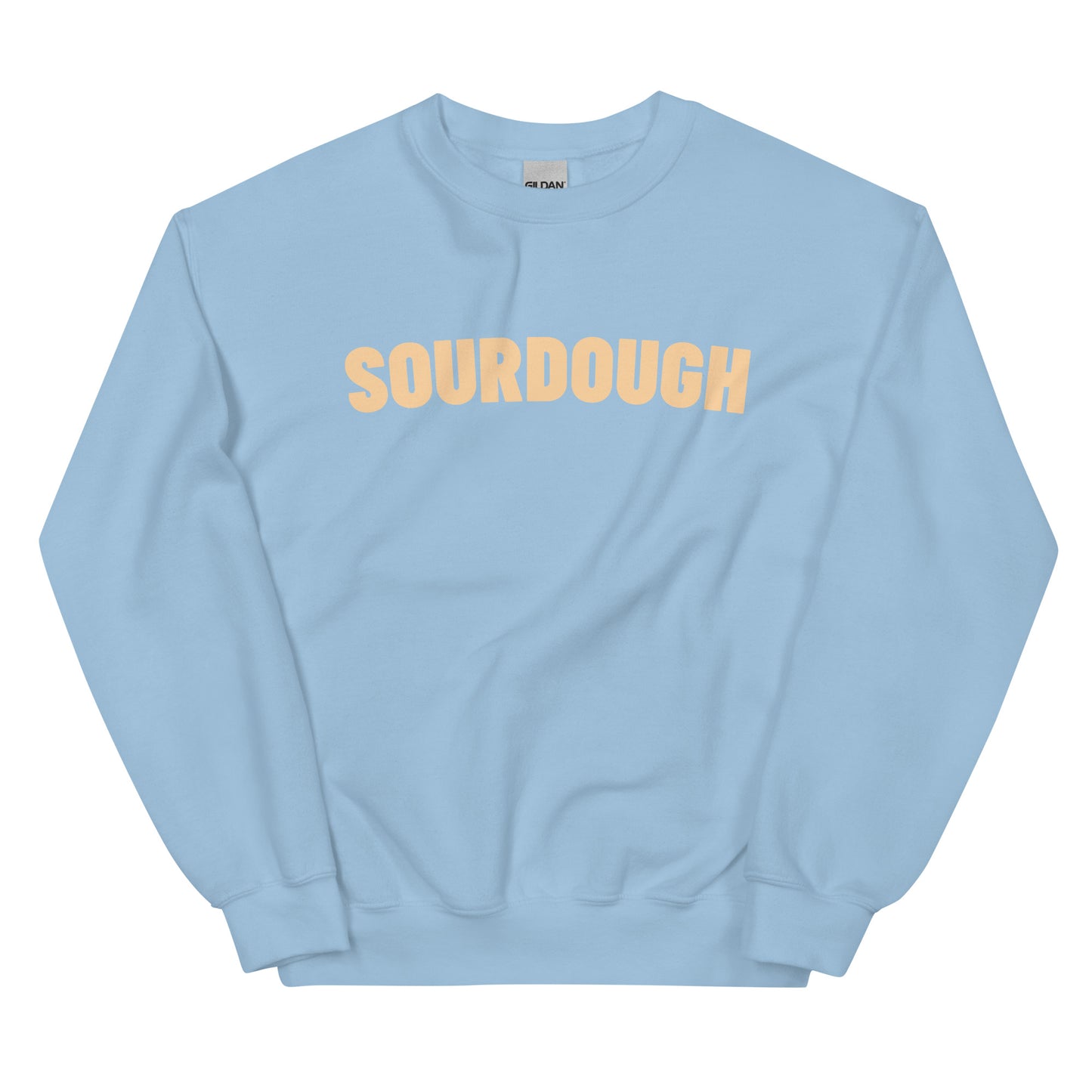 Light blue Sourdough Sweatshirt from Nina's Funky Shop by ninanush - Our unisex Sourdough Sweatshirt is soft, comfortable and a perfect foodie sweatshirt for sourdough lovers. It's a classic crew neck sweatshirt that comes in a variety of colors with the word "Sourdough", expertly printed on the front. Perfect for cozy nights in or stand out streetwear for foodies, this sweatshirt is designed by Nina and made just for you.