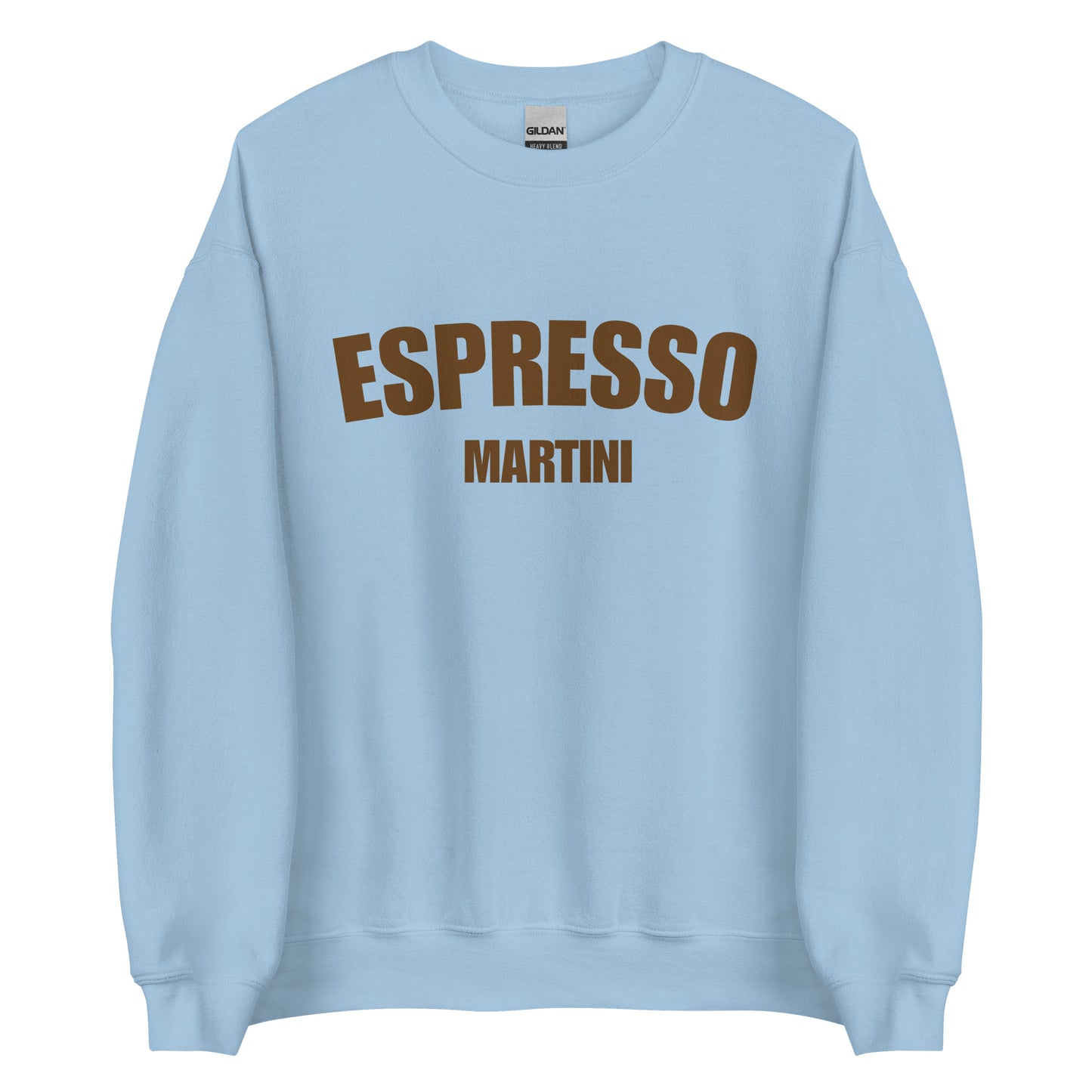 Light Blue Espresso Martini Sweatshirt from Nina's Funky Shop by ninanush - Love espresso martinis? Our Espresso Martini Sweatshirt is a perfect bold sweatshirt for martini enthusiasts. It's a unisex, crew neck sweatshirt with "Espresso Martini", expertly printed on the front. Perfect for cozy nights in or stand out streetwear, this espresso sweatshirt is designed by Nina and made just for you.