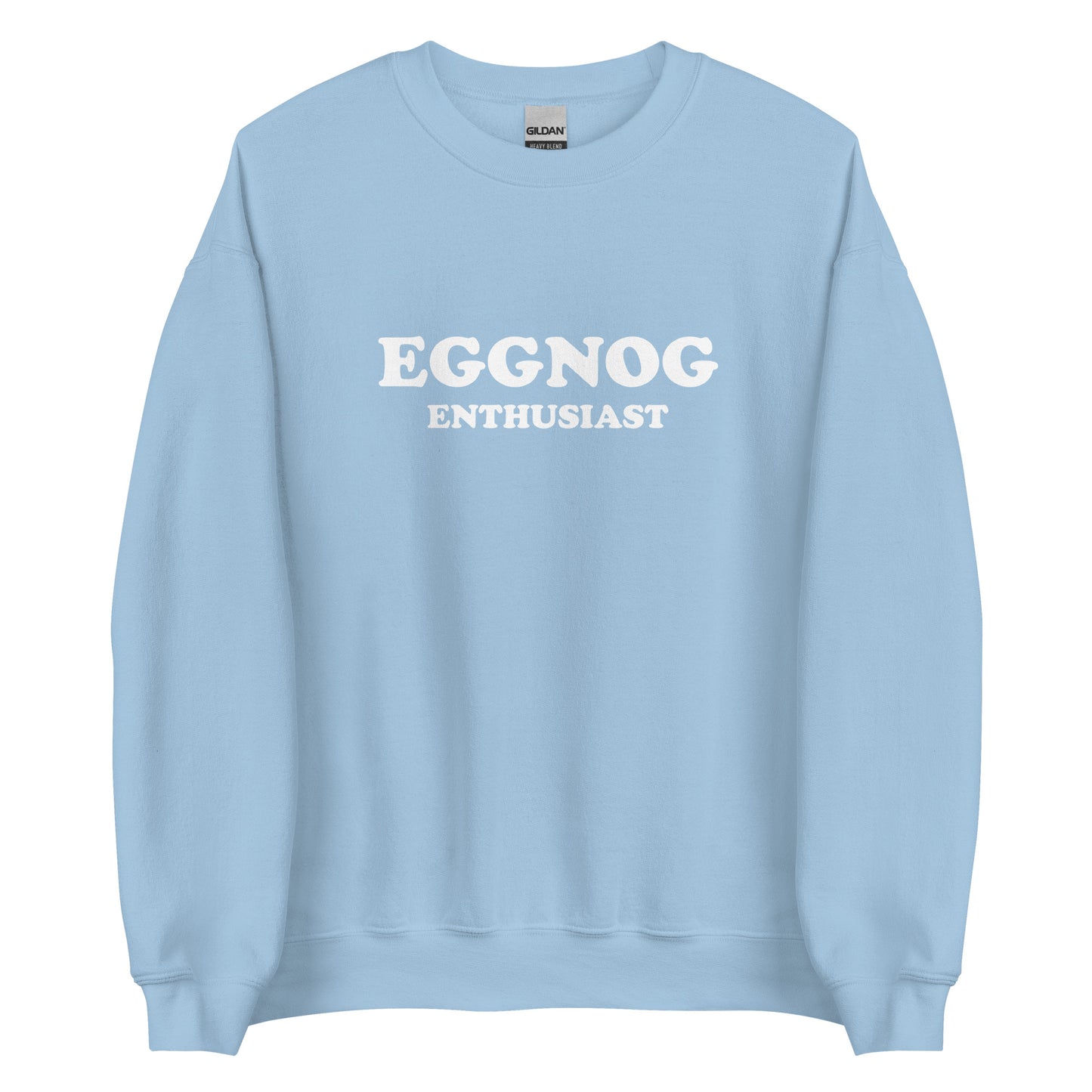 Light Blue Eggnog Enthusiast Sweatshirt from Nina's Funky Shop by ninanush - Do you love eggnog? Looking for a funny holiday gift? Our Eggnog Enthusiast Crew Neck Sweatshirt is soft, comfortable and just what you need. It's a unisex sweatshirt that comes in a variety of colors with "Eggnog Enthusiast", expertly printed on the front. A funny foodie sweatshirt for cozy nights in or stand out eggnog lover streetwear.