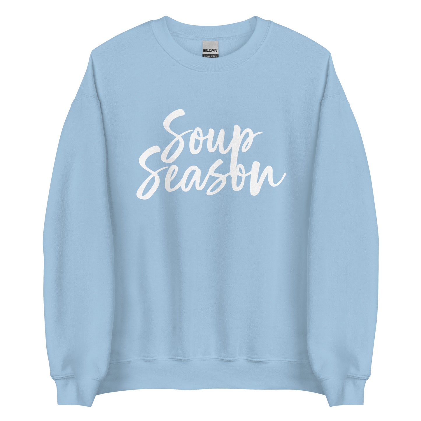 Light Blue Soup Season Sweatshirt from Nina's Funky Shop by ninanush - Do you love soup? Looking for a funny gift? Our Soup Season Crewneck Sweatshirt is soft, comfortable and just what you need. It's a unisex sweatshirt that comes in a variety of colors with "Soup Season", expertly printed on the front. A unique and funny soup sweatshirt for cozy nights in or stand out soup lover streetwear. This quirky sweatshirt is designed by Nina and made just for you.