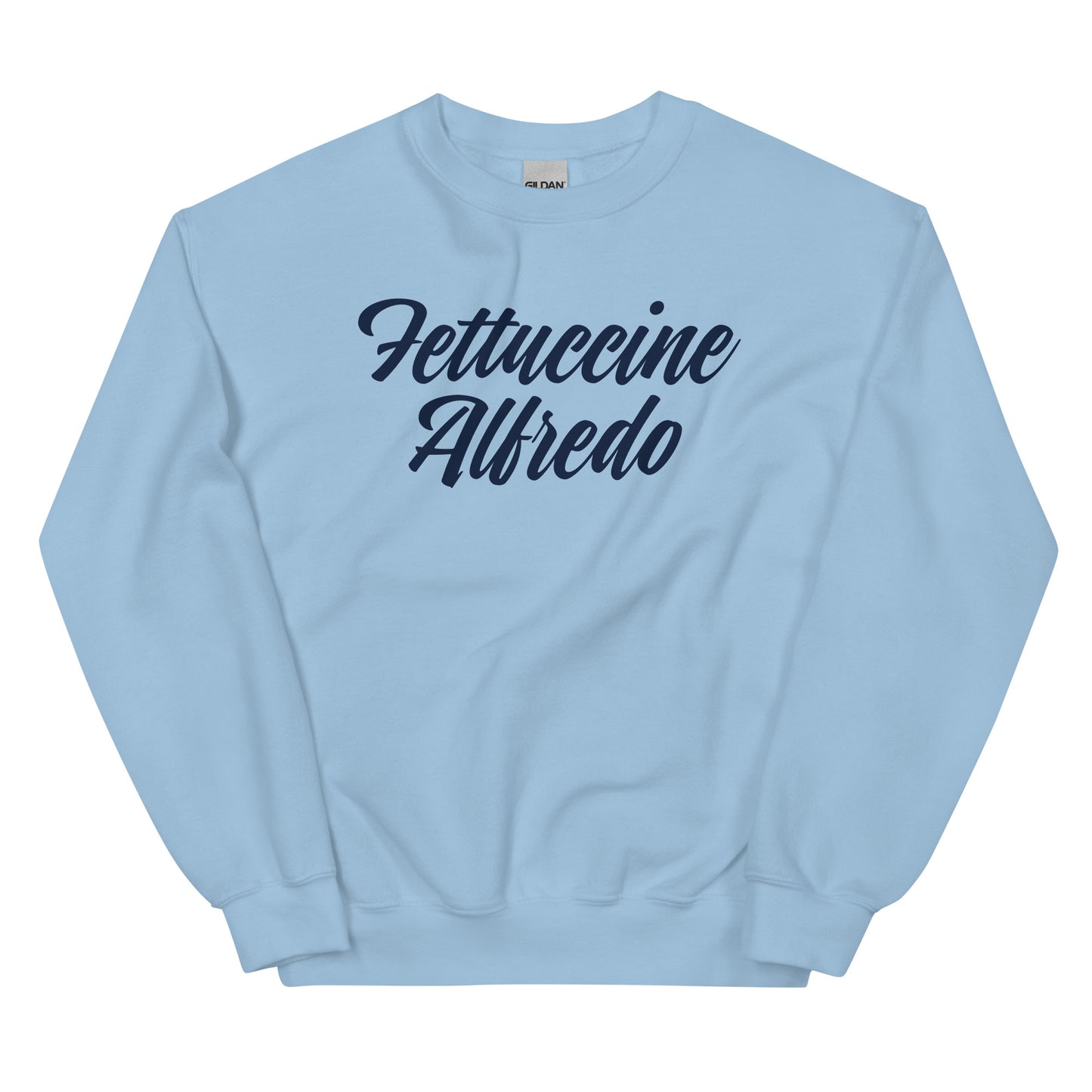 Blue Fettuccine Alfredo Crewneck Sweatshirt - Fettuccine Alfredo enthusiast? Looking for a gift for a pasta lover? Our Fettuccine Alfredo Crewneck Sweatshirt is cozy, soft, and made just for you!