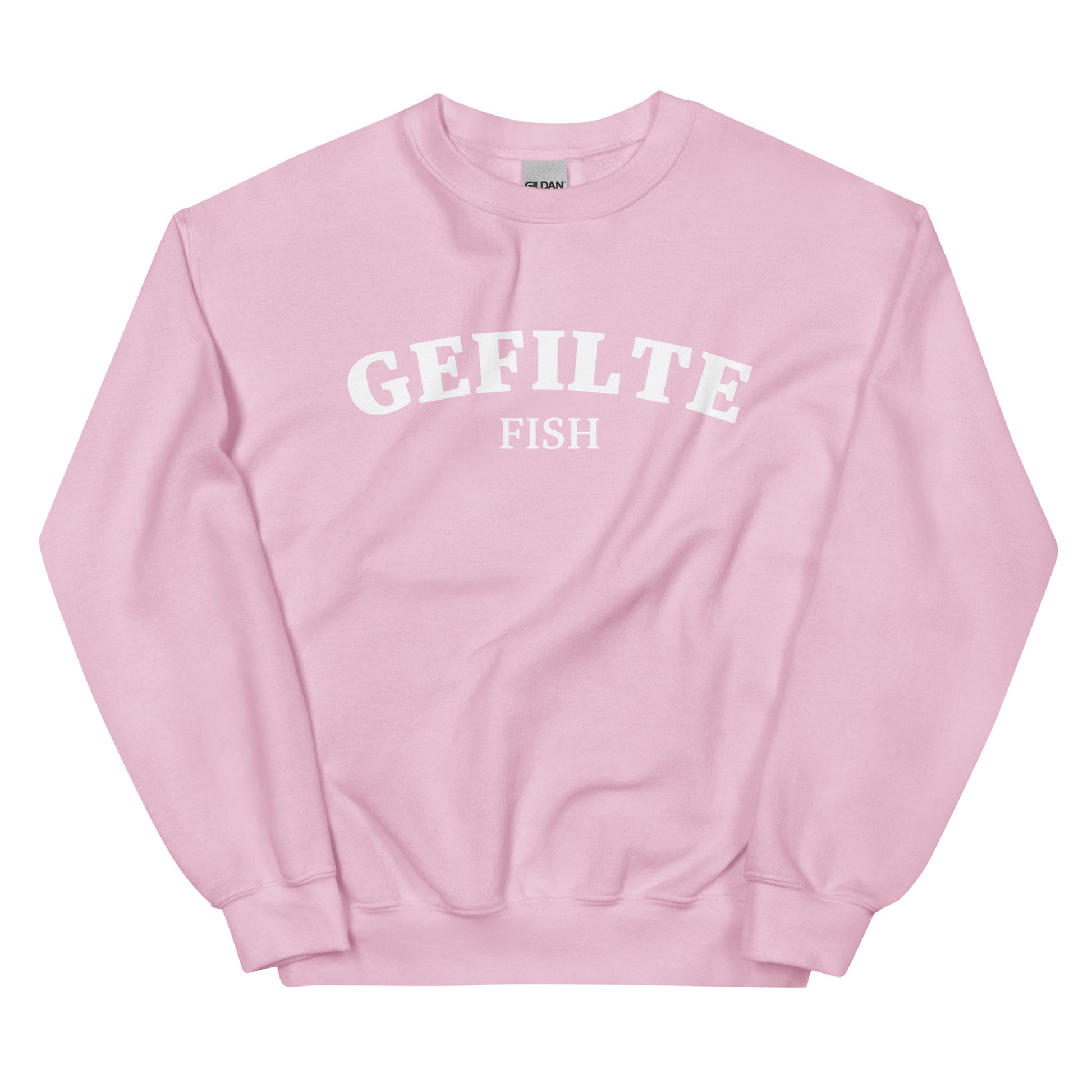 Light pink gefilte fish sweatshirt unisex - Make a statement in this gefilte fish sweatshirt. It's a funny Jewish food sweatshirt that is soft, comfortable and sure to turn heads. Eat gefilte fish in style in this unusual foodie crew neck sweatshirt. What is gefilte fish? Gefilte fish is an Ashkenazi Jewish dish that is often served during celebrations and holidays.