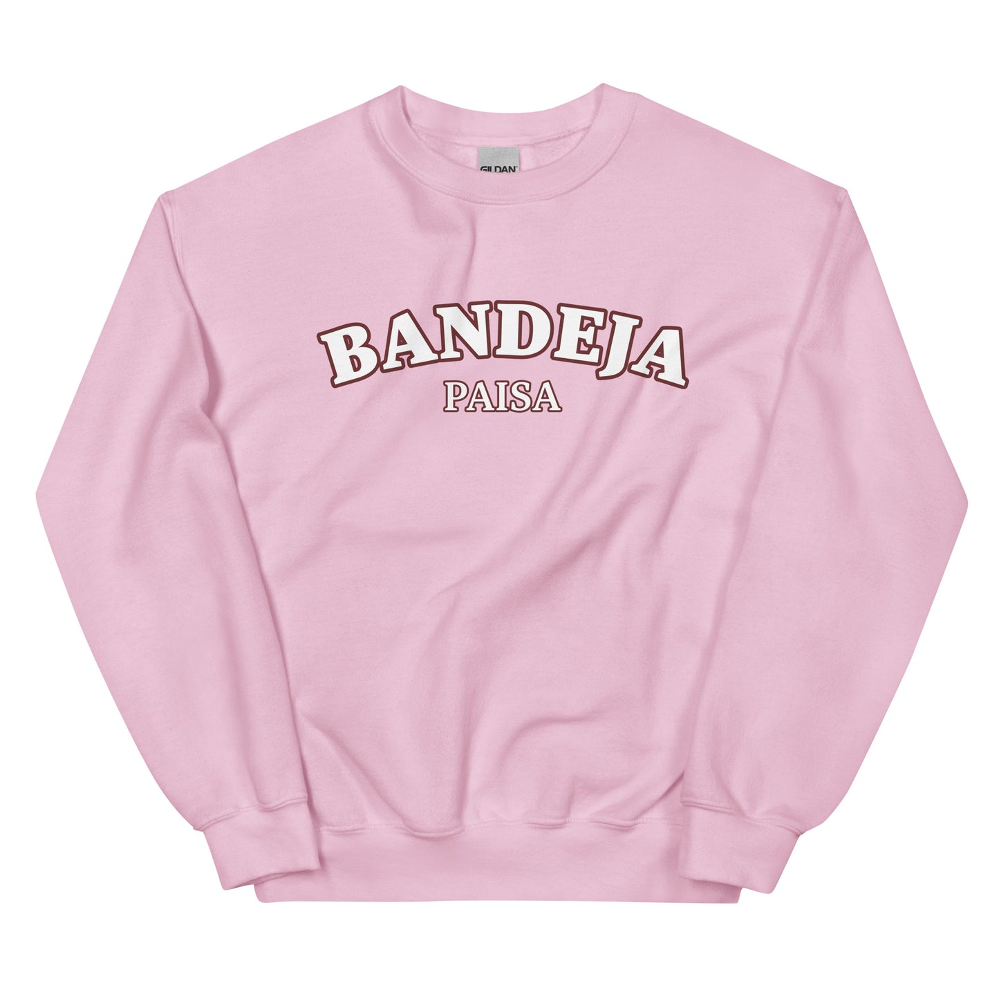 Light pink Colombian food sweatshirt for bandeja paisa lovers - This Bandeja Paisa sweatshirt is soft, comfortable and shows off your foodie passion. Designed for those with a Bandeja Paisa lovers, this funny food sweatshirt is perfect for cozy nights, funky streetwear or a funny gift for Colombian foodies. With its eye-catching design, and quirky nature, it's sure to turn heads. Make a statement in this Bandeja Paisa sweatshirt.