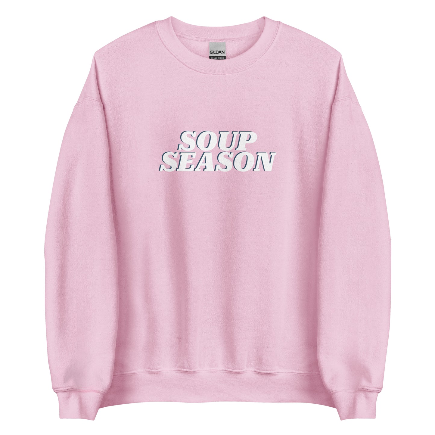 Light Pink Soup Season Sweatshirt from Nina's Funky Shop by ninanush - Do you love soup? Looking for a funny gift for a friend? Our Soup Season Crew Neck Sweatshirt is soft, comfortable and just what you need. It's a unisex foodie sweatshirt that comes in a variety of colors with "soup season", expertly printed on the front. A funny foodie sweatshirt for cozy nights in or stand out soup lover streetwear.