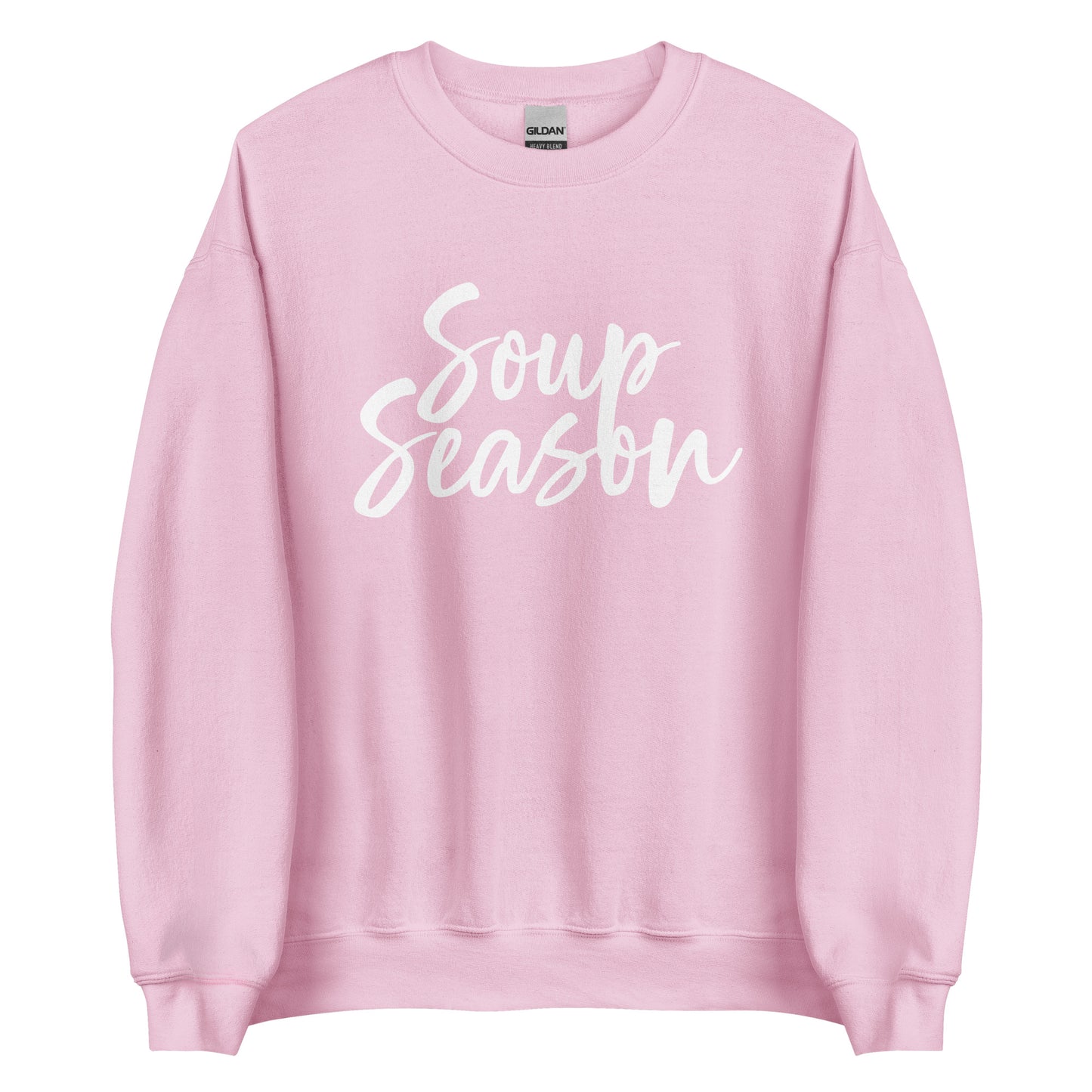 Light Pink Soup Season Sweatshirt from Nina's Funky Shop by ninanush - Do you love soup? Looking for a funny gift? Our Soup Season Crewneck Sweatshirt is soft, comfortable and just what you need. It's a unisex sweatshirt that comes in a variety of colors with "Soup Season", expertly printed on the front. A unique and funny soup sweatshirt for cozy nights in or stand out soup lover streetwear. This quirky sweatshirt is designed by Nina and made just for you.