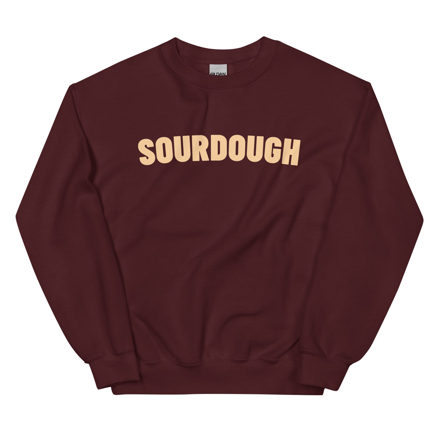 Maroon Sourdough Sweatshirt from Nina's Funky Shop by ninanush - Our unisex Sourdough Sweatshirt is soft, comfortable and a perfect foodie sweatshirt for sourdough lovers. It's a classic crew neck sweatshirt that comes in a variety of colors with the word "Sourdough", expertly printed on the front. Perfect for cozy nights in or stand out streetwear for foodies, this sweatshirt is designed by Nina and made just for you.