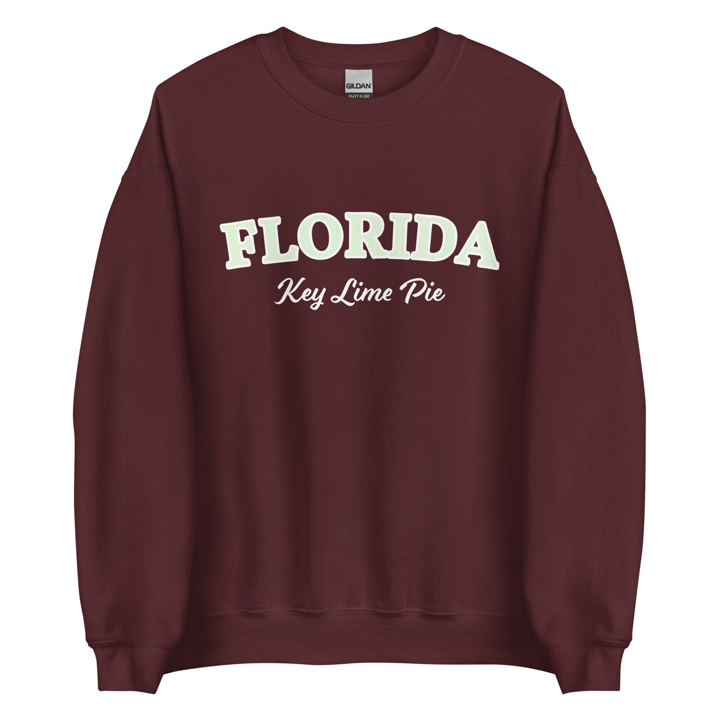 Maroon Florida Key Lime Pie Sweatshirt from Nina's Funky Shop by ninanush - Love key lime pie? Looking for a fun gift for a Floridian foodie? This Florida Key Lime Pie Sweatshirt is a funny foodie sweatshirt for key lime pie lovers like you. It's a unisex, crew neck Florida sweatshirt with "Florida Key Lime Pie" on the front. Perfect for key lime pie enthusiast and made just for you.