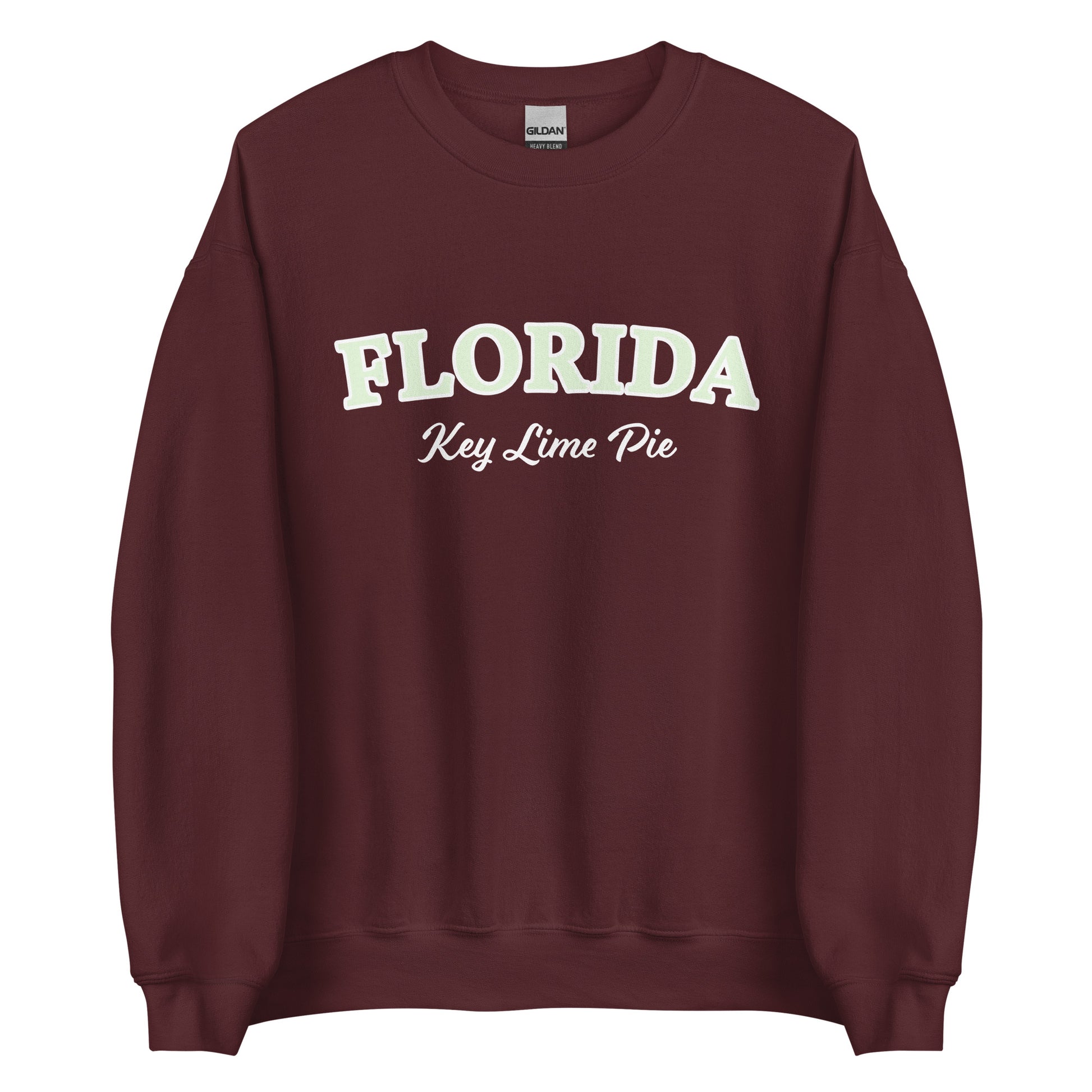 Maroon Florida Key Lime Pie Sweatshirt from Nina's Funky Shop by ninanush - Love key lime pie? Looking for a fun gift for a Floridian foodie? This Florida Key Lime Pie Sweatshirt is a funny foodie sweatshirt for key lime pie lovers like you. It's a unisex, crew neck Florida sweatshirt with "Florida Key Lime Pie" on the front. Perfect for key lime pie enthusiast and made just for you.