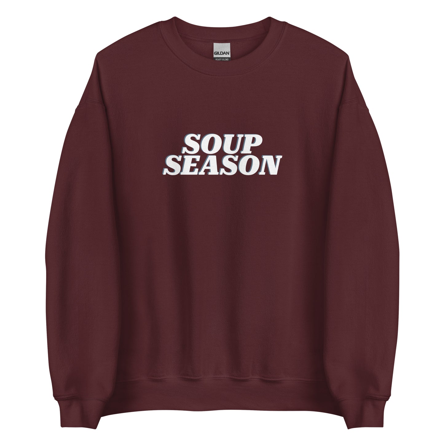 Maroon Soup Season Sweatshirt from Nina's Funky Shop by ninanush - Do you love soup? Looking for a funny gift for a friend? Our Soup Season Crew Neck Sweatshirt is soft, comfortable and just what you need. It's a unisex foodie sweatshirt that comes in a variety of colors with "soup season", expertly printed on the front. A funny foodie sweatshirt for cozy nights in or stand out soup lover streetwear.