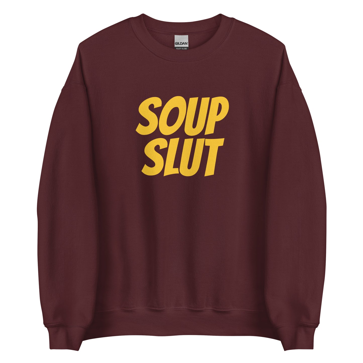 Maroon Soup Slut Sweatshirt from Nina's Funky Shop by ninanush - Do you love soup? Looking for a funny gift for a friend? Our Soup Slut Crew Neck Sweatshirt is soft, comfortable and just what you need. It's a unisex foodie sweatshirt with "soup slut", expertly printed on the front. A perfect funny foodie sweatshirt for cozy nights in or stand out soup lover streetwear.