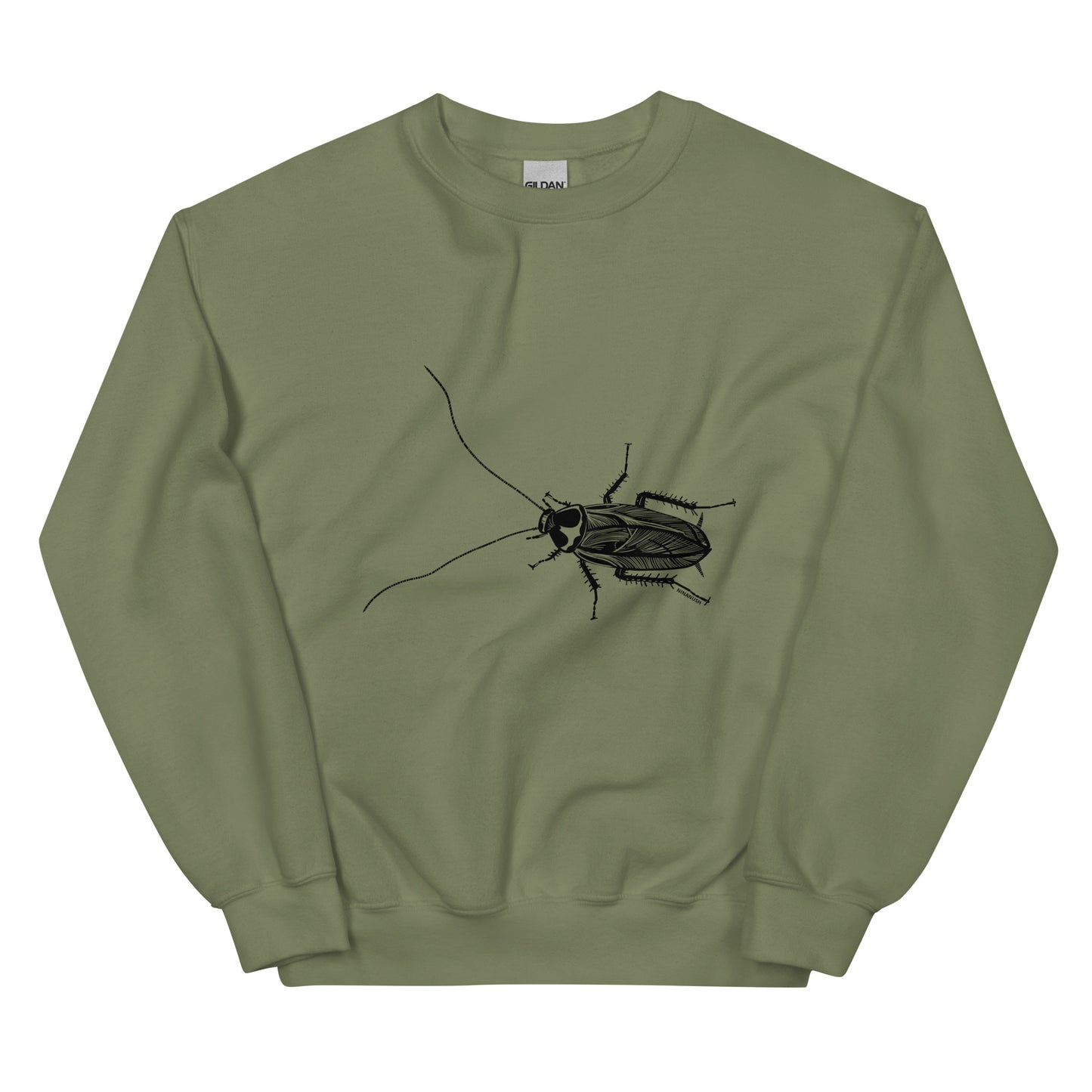 Green cockroach sweatshirt from Nina's Funky Shop by ninanush - This cockroach sweatshirt is soft and comfortable with a bold cockroach sketch on the front. Add a little personality to your style in this weird sweatshirt or give it as a funny gift for a bug enthusiast Celebrate your individuality with our original, hand-drawn graphics, designed by Nina. Stay funky and stand out.