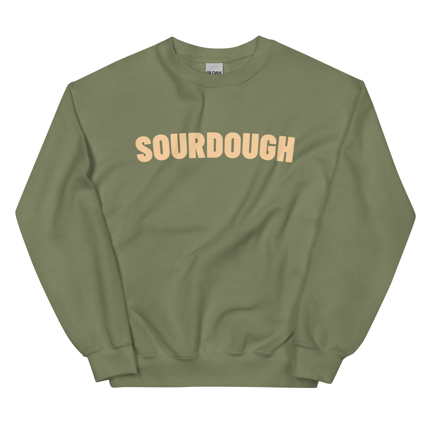 Army Green Sourdough Sweatshirt from Nina's Funky Shop by ninanush - Our unisex Sourdough Sweatshirt is soft, comfortable and a perfect foodie sweatshirt for sourdough lovers. It's a classic crew neck sweatshirt that comes in a variety of colors with the word "Sourdough", expertly printed on the front. Perfect for cozy nights in or stand out streetwear for foodies, this sweatshirt is designed by Nina and made just for you.