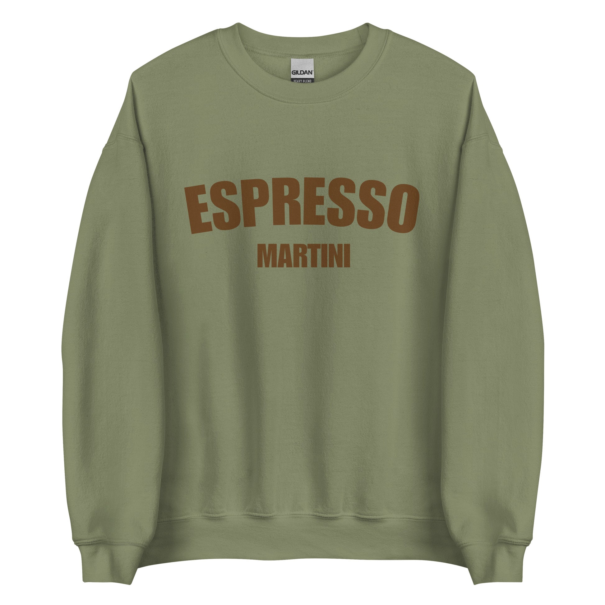 Army Green Espresso Martini Sweatshirt from Nina's Funky Shop by ninanush - Love espresso martinis? Our Espresso Martini Sweatshirt is a perfect bold sweatshirt for martini enthusiasts. It's a unisex, crew neck sweatshirt with "Espresso Martini", expertly printed on the front. Perfect for cozy nights in or stand out streetwear, this espresso sweatshirt is designed by Nina and made just for you.