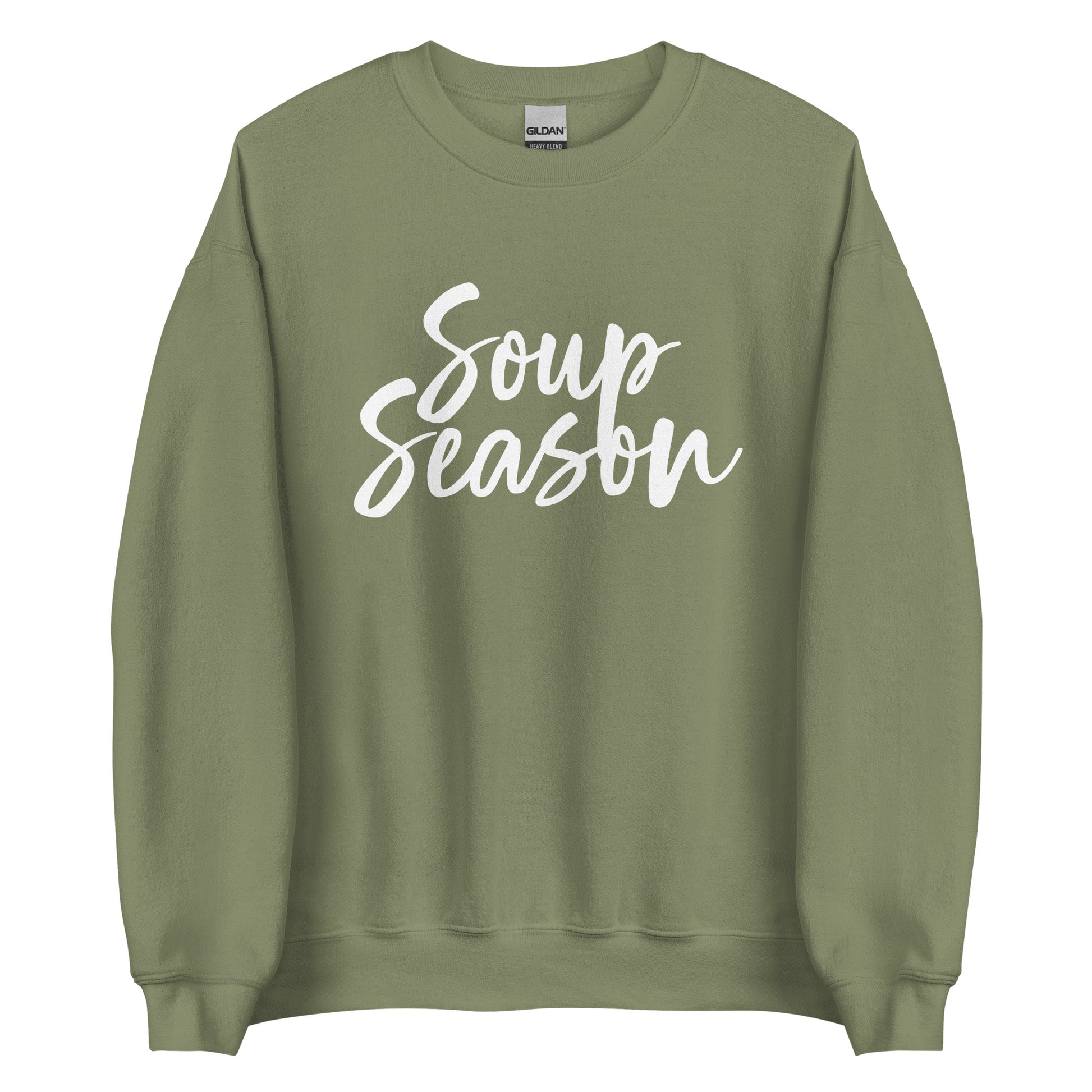 Green Soup Season Sweatshirt from Nina's Funky Shop by ninanush - Do you love soup? Looking for a funny gift? Our Soup Season Crewneck Sweatshirt is soft, comfortable and just what you need. It's a unisex sweatshirt that comes in a variety of colors with "Soup Season", expertly printed on the front. A unique and funny soup sweatshirt for cozy nights in or stand out soup lover streetwear. This quirky sweatshirt is designed by Nina and made just for you.