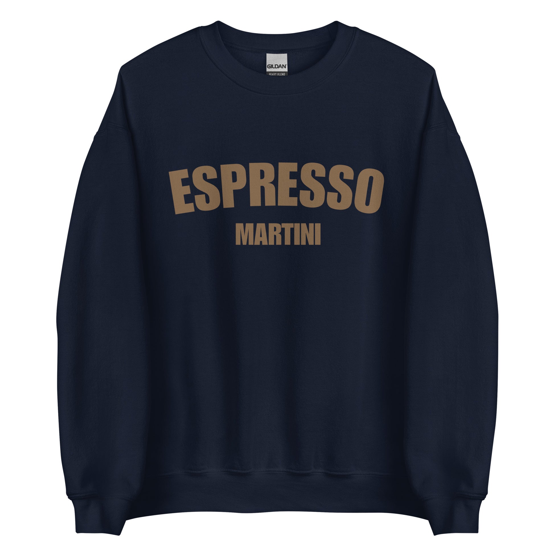 Navy Espresso Martini Sweatshirt from Nina's Funky Shop by ninanush - Love espresso martinis? Our Espresso Martini Sweatshirt is a perfect bold sweatshirt for martini enthusiasts. It's a unisex, crew neck sweatshirt with "Espresso Martini", expertly printed on the front. Perfect for cozy nights in or stand out streetwear, this espresso sweatshirt is designed by Nina and made just for you.