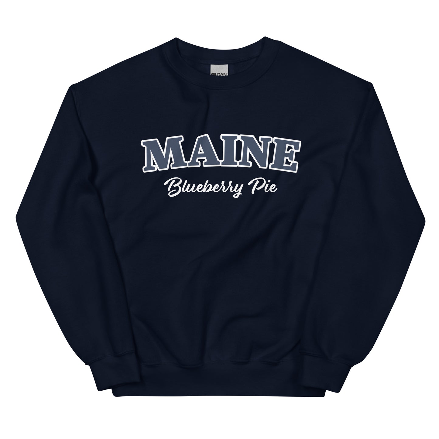 Navy Maine Blueberry Pie Sweatshirt by Nina's Funky Shop by ninanush - Do you love blueberry pie? Looking for a fun New England gift? Our Maine Blueberry Pie Sweatshirt is just for you! A funny foodie sweatshirt for blueberry pie lovers and foodies of all kinds. This unisex, crew neck sweatshirt with "Maine Blueberry Pie" on the front. The perfect sweatshirt for blueberry pie enthusiast.