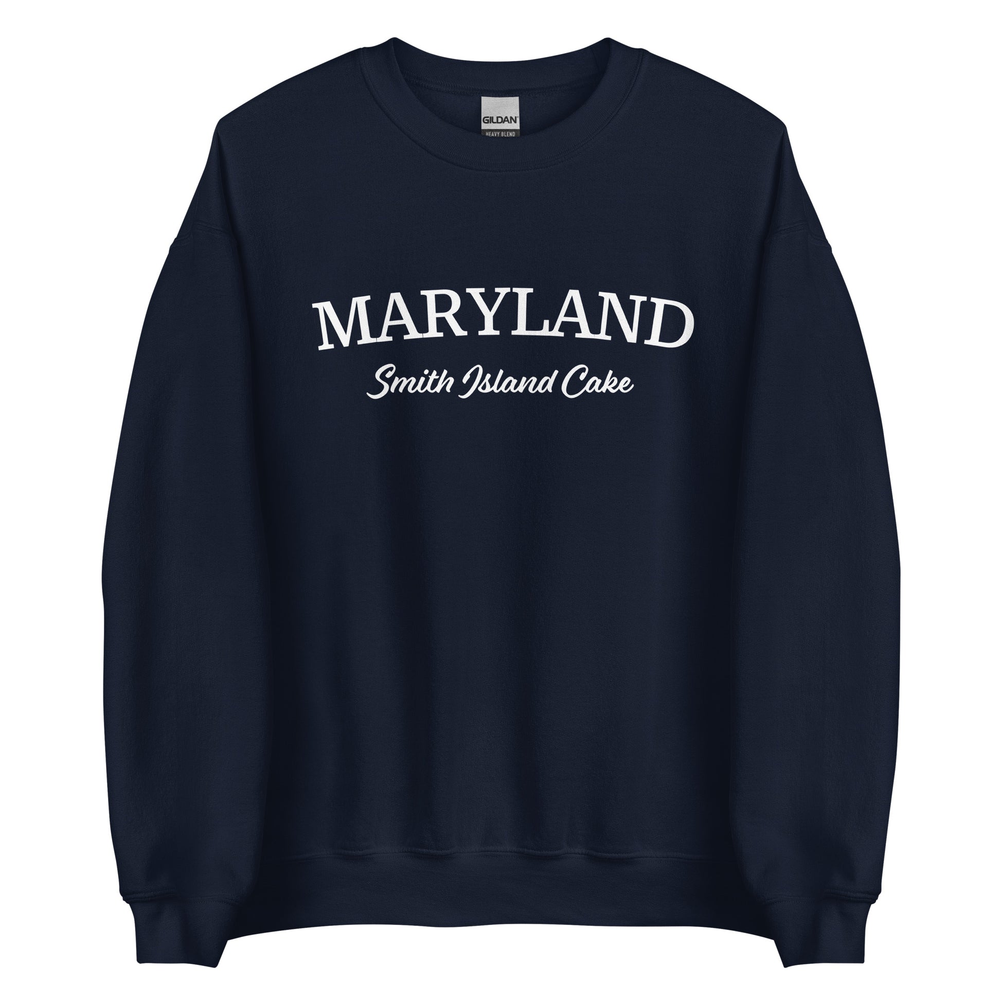 Navy Maryland Smith Island Cake Sweatshirt from Nina's Funky Shop by ninanush - Love smith island cake? Looking for a fun Maryland gift? Introducing our Maryland Smith Island Cake Sweatshirt! It's a funny foodie Maryland sweatshirt for Smith Island Cake lovers like you. This unisex, crew neck sweatshirt comes in a variety of colors with the words "Maryland Smith Island Cake" on the front.