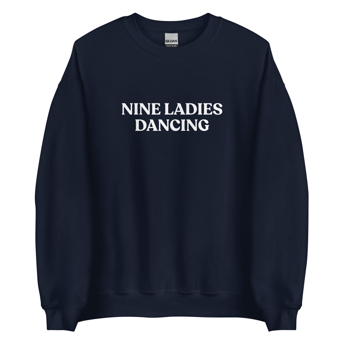 Navy Nine Ladies Dancing Sweatshirt from Nina's Funky Shop by ninanush - Looking for a unique Christmas sweatshirt? A funny holiday gift for a friend? Our Ninth day of Christmas Sweatshirt is soft, comfortable and made just for you. It comes in a variety of colors with "Nine Ladies Dancing", expertly printed on the front. This funny Christmas sweatshirt is perfect for your next holiday party.