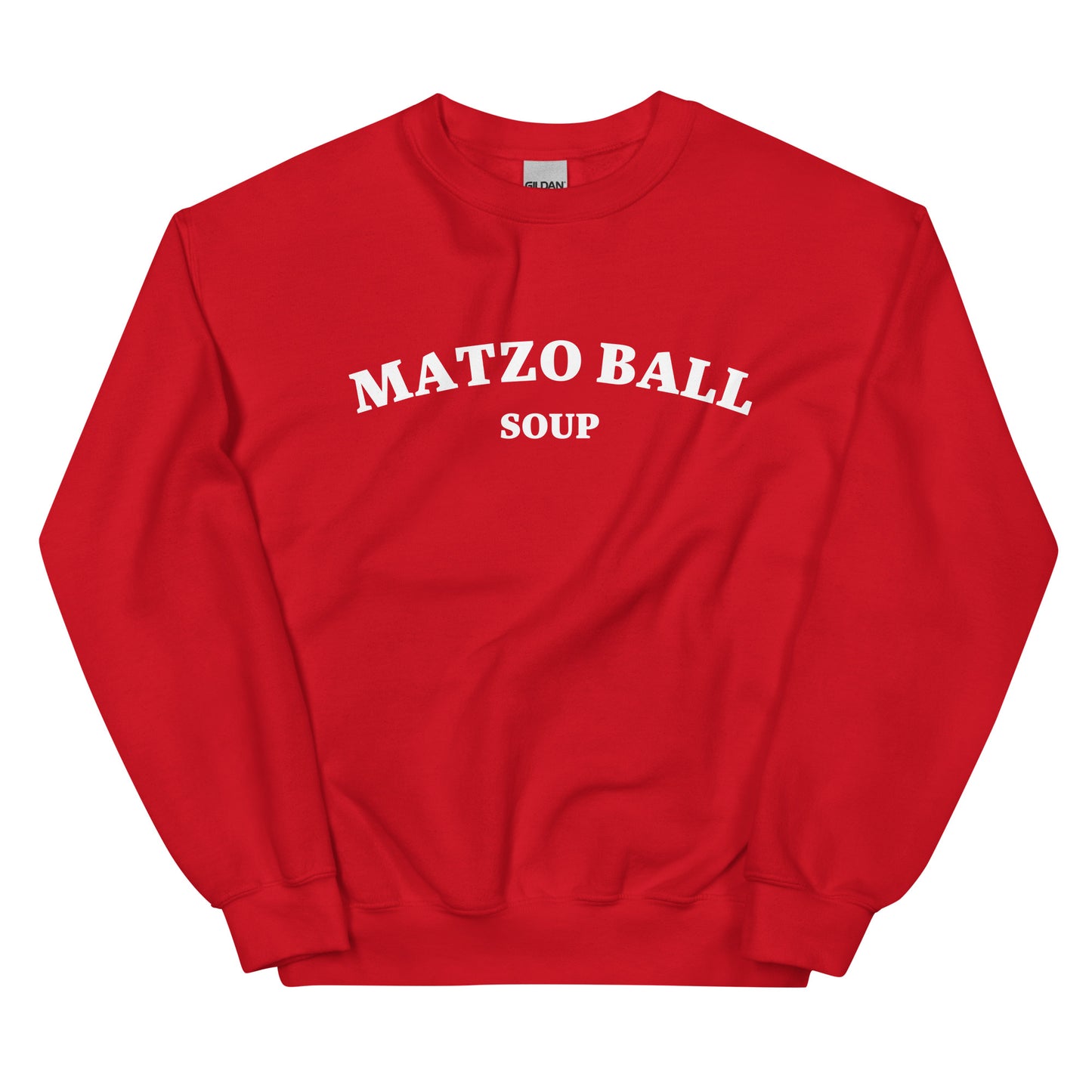 Red matzo ball soup sweatshirt - A matzo ball soup sweatshirt for Jewish foodies and matzo ball soup lovers. This classic crew neck sweatshirt is designed for matzo ball enthusiasts. It's a funny Jewish food sweatshirt that stands out. A perfect funny gift for your favorite Jewish friend or a quirky sweatshirt for everyday matzo ball eaters.