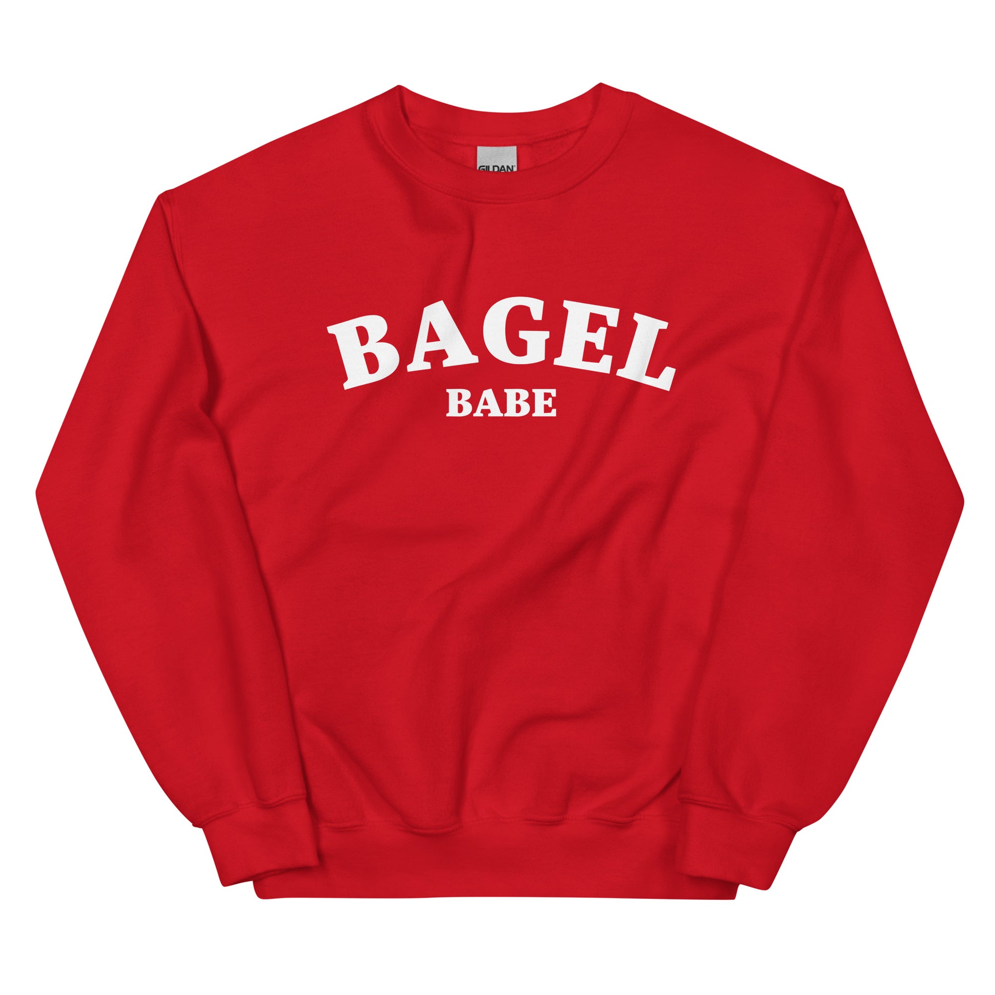 Red bagel babe sweatshirt - A bagel babe sweatshirt that's soft, comfortable and comes in a variety of colors. This cozy bagel lover sweatshirt is just what every bagel enthusiast needs. It's a unique foodie sweatshirt that stands out and it makes a perfect funny gift for bagel lovers. Eat bagels in style and celebrate your favorite foods.