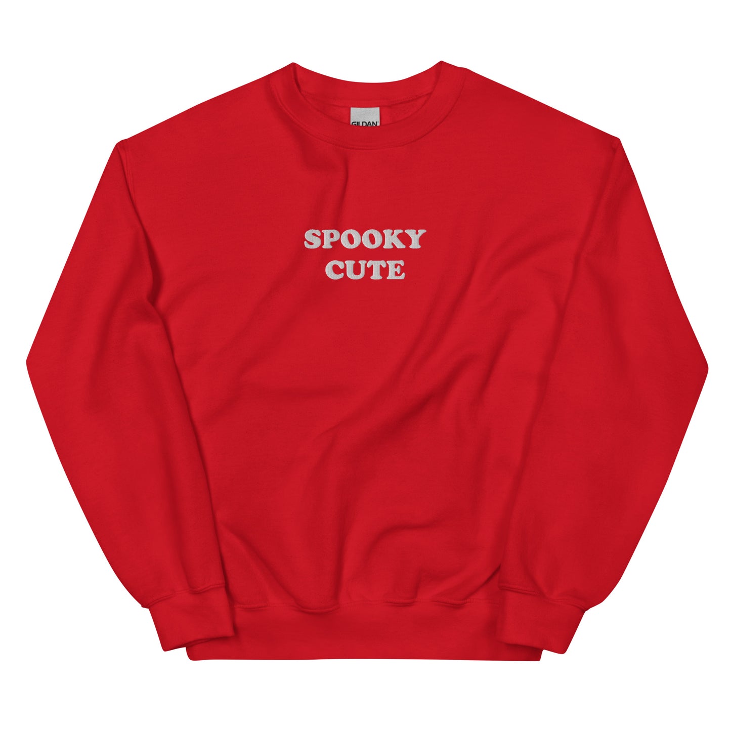 Red Spooky Cute Sweatshirt from Nina's Funky Shop by ninanush - Embrace your spooky in this unique spooky sweatshirt. It's a unisex sweatshirt with "Spooky Cute", embroidered on the front. Whether you're celebrating spooky season or embracing the spooky year-round, this sweatshirt is just what you need. A colorful sweatshirt for everyday style and a cute gift for spooky season.