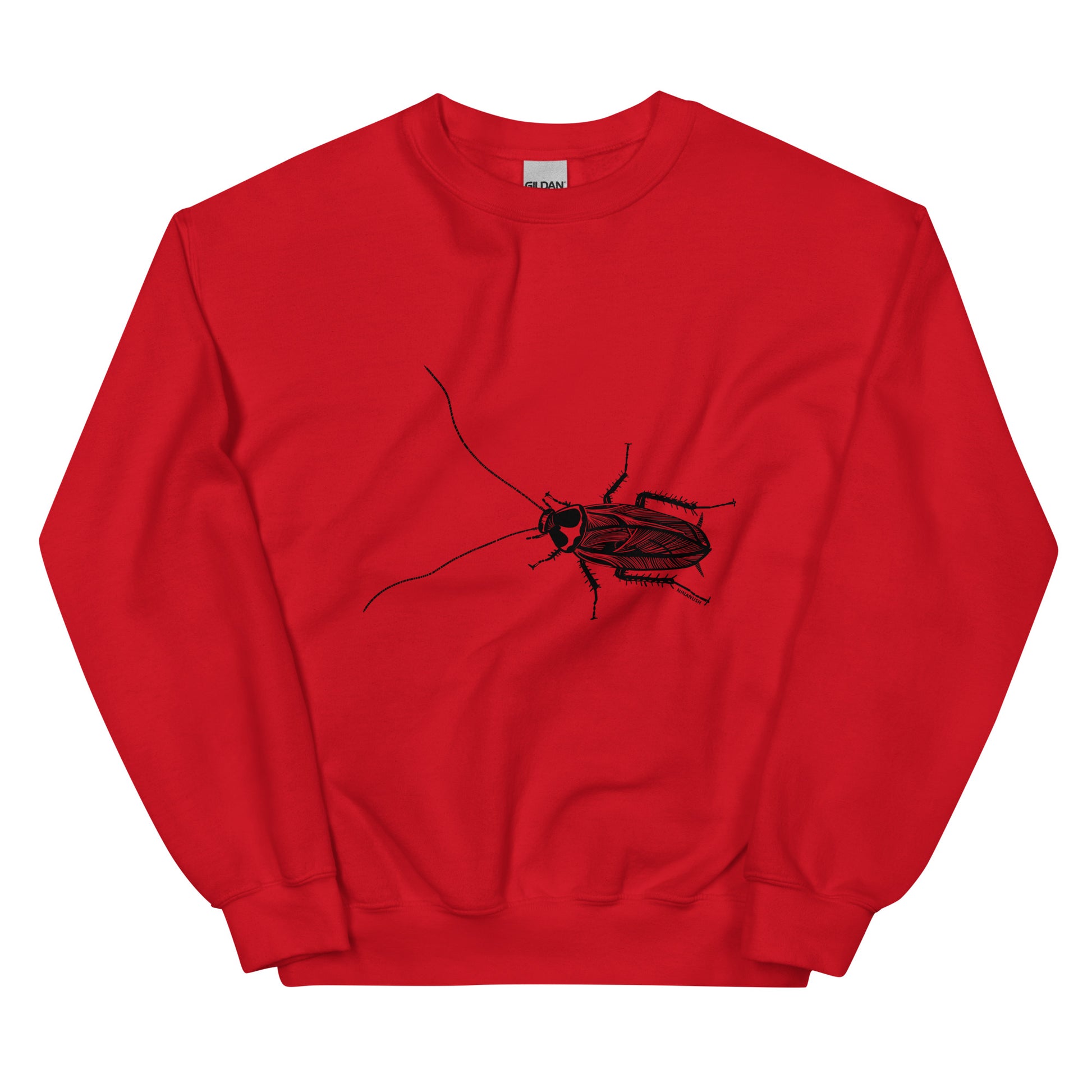 Red cockroach sweatshirt from Nina's Funky Shop by ninanush - This cockroach sweatshirt is soft and comfortable with a bold cockroach sketch on the front. Add a little personality to your style in this weird sweatshirt or give it as a funny gift for a bug enthusiast Celebrate your individuality with our original, hand-drawn graphics, designed by Nina. Stay funky and stand out.