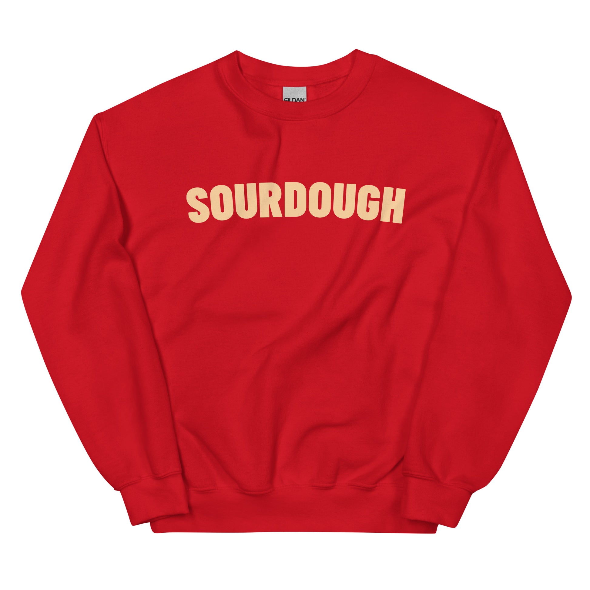 Red Sourdough Sweatshirt from Nina's Funky Shop by ninanush - Our unisex Sourdough Sweatshirt is soft, comfortable and a perfect foodie sweatshirt for sourdough lovers. It's a classic crew neck sweatshirt that comes in a variety of colors with the word "Sourdough", expertly printed on the front. Perfect for cozy nights in or stand out streetwear for foodies, this sweatshirt is designed by Nina and made just for you.