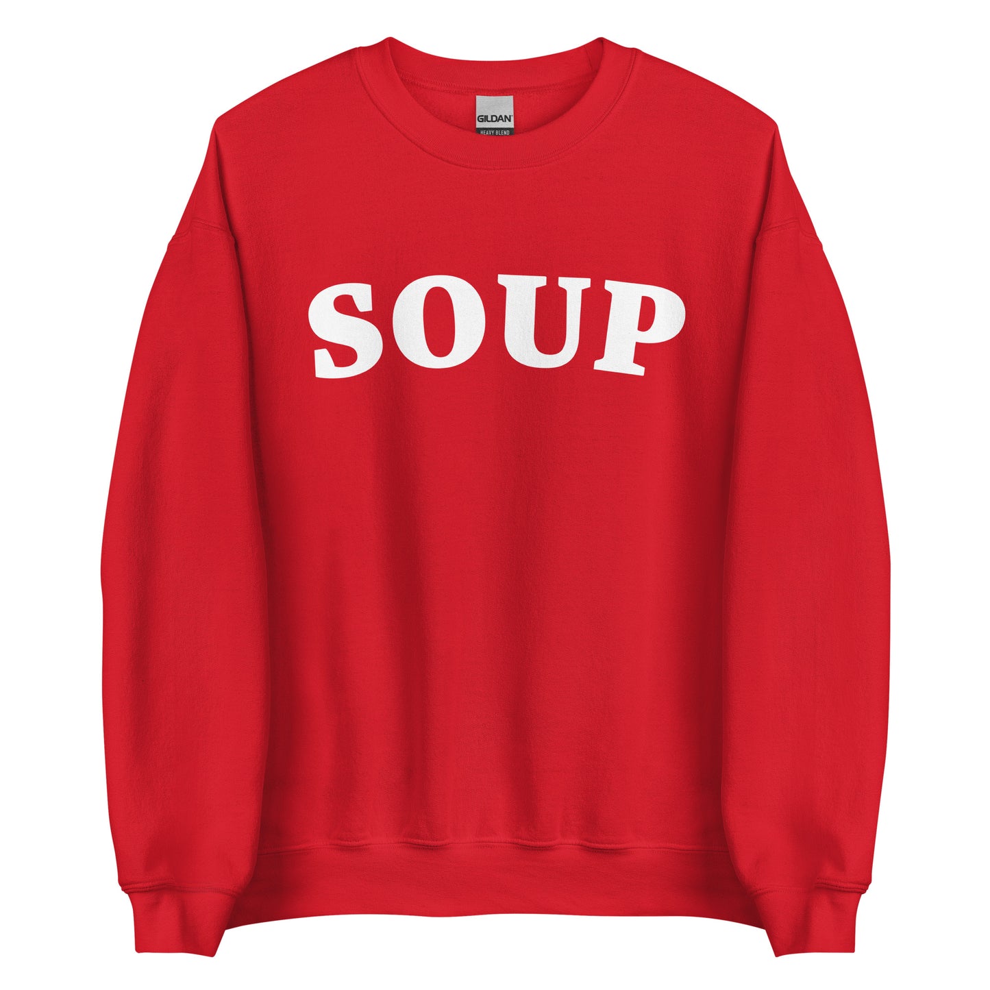 Red Soup Crewneck Sweatshirt from Nina's Funky Shop by ninanush - Do you love soup? Looking for a funny gift? Our Soup Crewneck Sweatshirt is soft, comfortable and just what you need. It's a unisex foodie sweatshirt that comes in a variety of colors with "Soup", expertly printed in bold letters on the front. Eat your favorite soup in this funny varsity style sweatshirt. It's designed by Nina and made just for you.