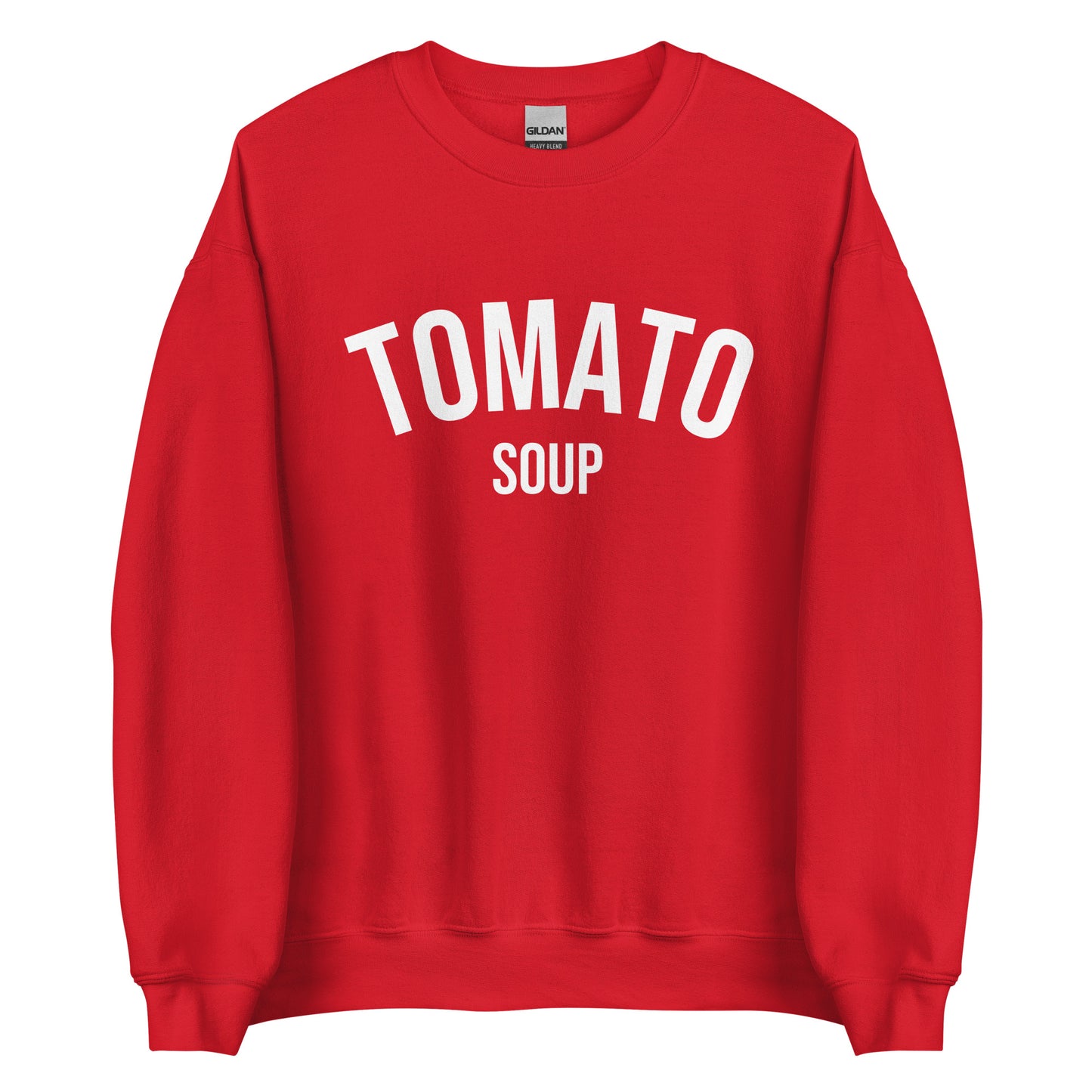 Red Tomato Soup Sweatshirt from Nina's Funky Shop by ninanush - Do you love soup? Looking for a funny gift for a friend? Our Tomato Soup Crewneck Sweatshirt is soft, comfortable and just what you need. It's a unisex soup lover sweatshirt that comes in a variety of colors with "tomato soup", expertly printed on the front. A funny foodie sweatshirt for cozy nights in or stand out funky streetwear. 