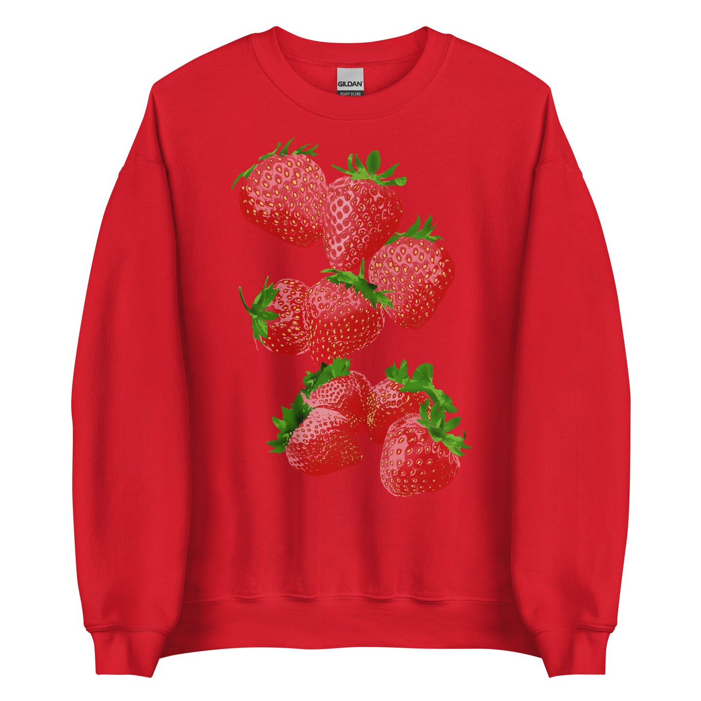 Red Strawberry Design Sweatshirt from Nina's Funky Shop by ninanush - Love strawberries? Our Strawberry Crewneck Sweatshirt is soft, comfortable and just what you need. It's a unisex sweatshirt that comes in a variety of colors with a unique, hand drawn strawberry design, expertly printed on the front. Perfect for cozy nights in or stand out streetwear for strawberry enthusiasts.