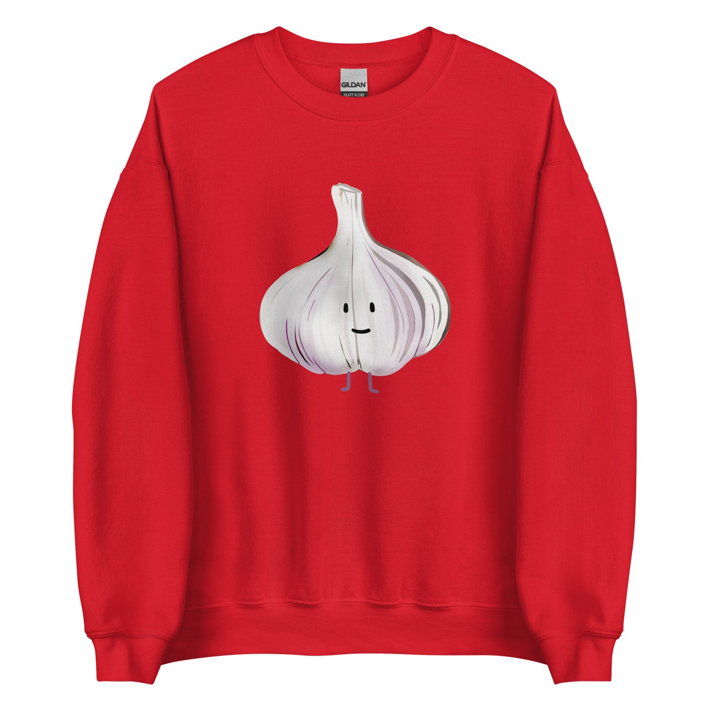 Red Garlic Sweatshirt from Nina's Funky Shop by ninanush - Love garlic? Looking for a funky gift for a garlic lover? Our Cute Garlic Crewneck Sweatshirt is soft, comfortable and just what you need. It's a unisex sweatshirt with a unique, hand drawn garlic design, expertly printed on the front. Perfect for cozy nights in or stand out streetwear for garlic enthusiasts.