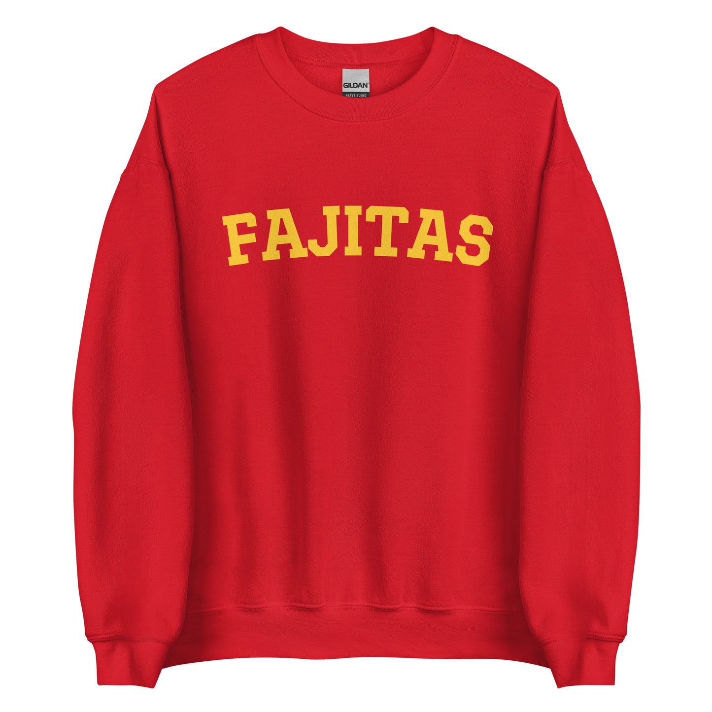 Red Fajitas Sweatshirt from Nina's Funky Shop - Love fajitas? Looking for a funny gift? Our Fajitas Crewneck Sweatshirt is soft, comfortable and just what you need for an effortless everyday look. It's a unisex sweatshirt that comes in a variety of colors with "fajitas", expertly printed on the front. The perfect cozy and funny fajita academy sweatshirt for foodies.