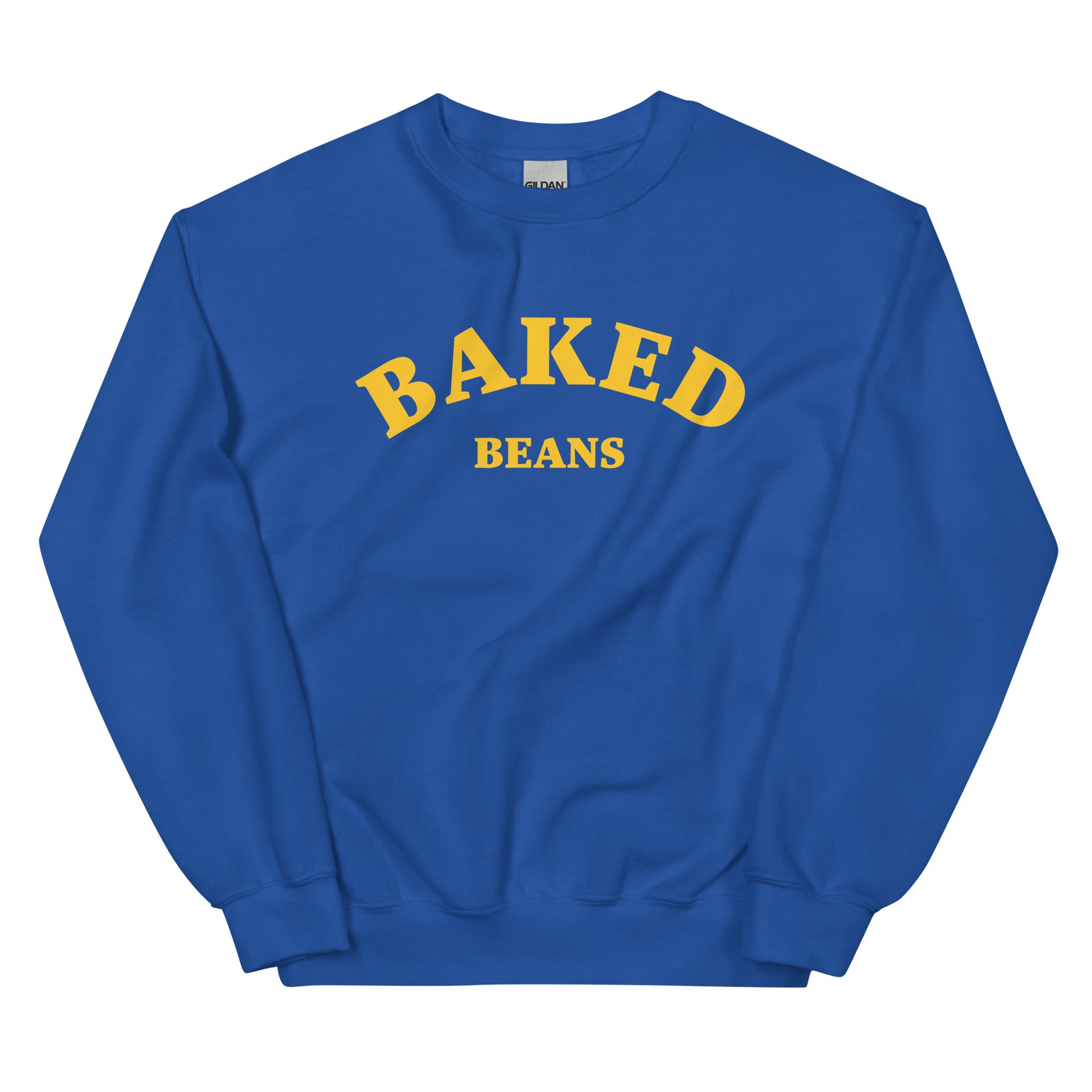 Royal blue baked beans sweatshirt - An baked beans sweatshirt for foodies and bean lovers of all kinds. This classic crew neck sweatshirt is soft, comfortable, designed for baked beans enthusiasts and made just for you. It's an unusual sweatshirt that stands out. A perfect funny weird and gift for foodies or a quirky sweatshirt for everyday streetwear.