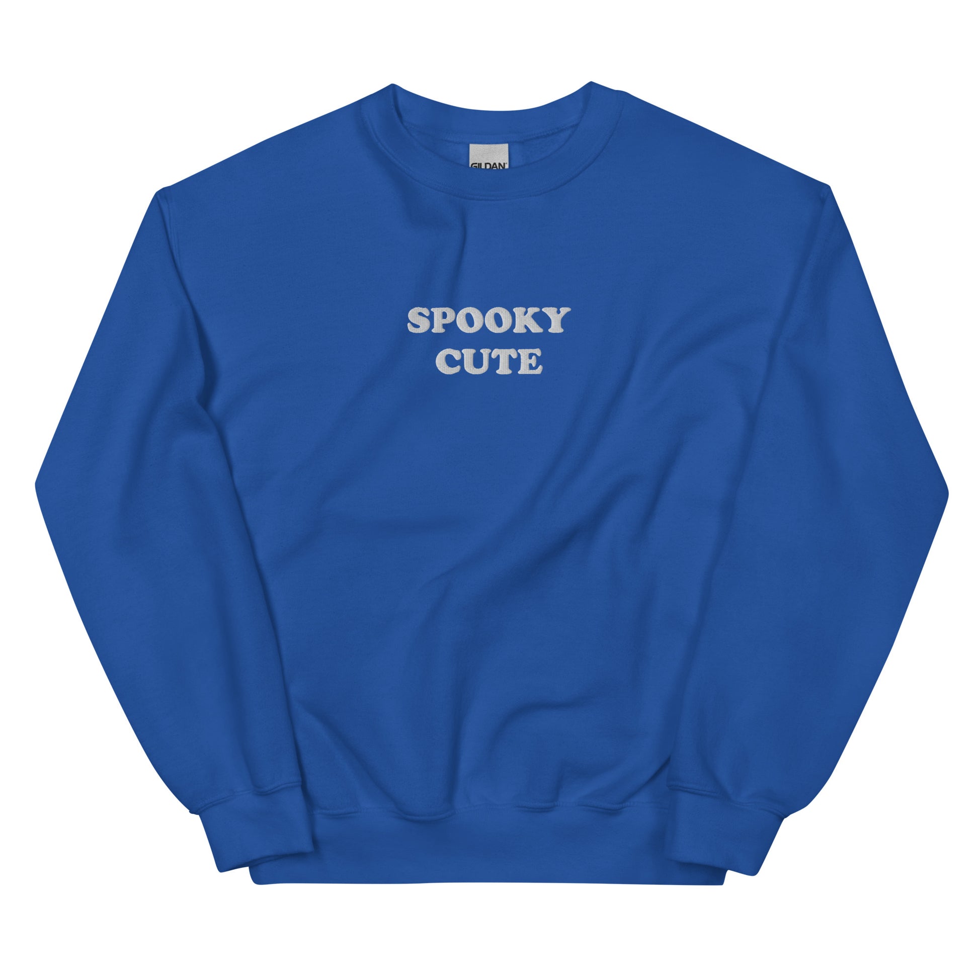 Royal blue Spooky Cute Sweatshirt from Nina's Funky Shop by ninanush - Embrace your spooky in this unique spooky sweatshirt. It's a unisex sweatshirt with "Spooky Cute", embroidered on the front. Whether you're celebrating spooky season or embracing the spooky year-round, this sweatshirt is just what you need. A colorful sweatshirt for everyday style and a cute gift for spooky season.