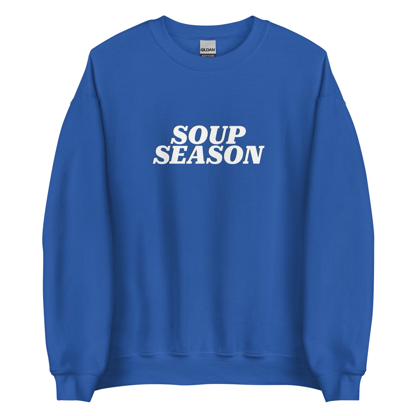 Royal Blue Soup Season Sweatshirt from Nina's Funky Shop by ninanush - Do you love soup? Looking for a funny gift for a friend? Our Soup Season Crew Neck Sweatshirt is soft, comfortable and just what you need. It's a unisex foodie sweatshirt that comes in a variety of colors with "soup season", expertly printed on the front. A funny foodie sweatshirt for cozy nights in or stand out soup lover streetwear.