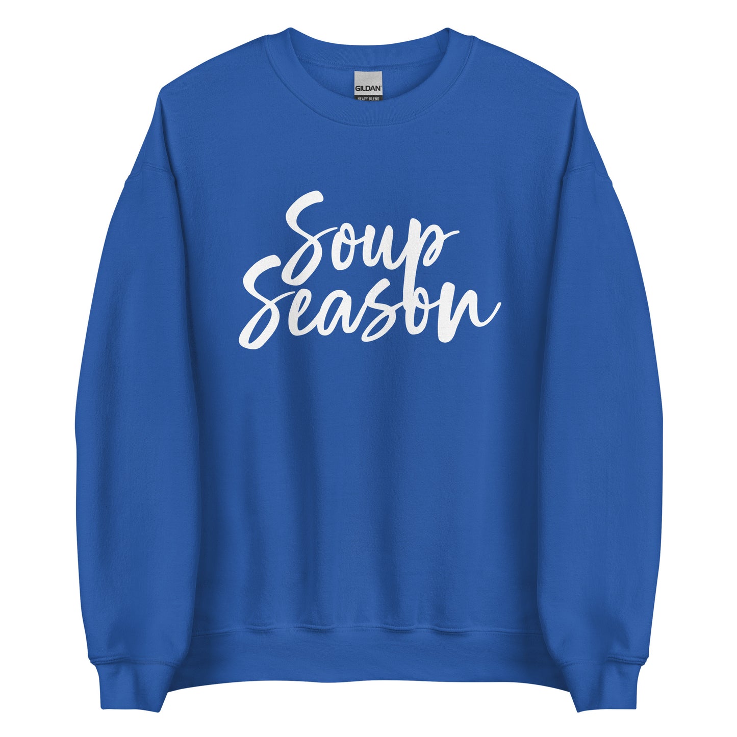 Royal Blue Soup Season Sweatshirt from Nina's Funky Shop by ninanush - Do you love soup? Looking for a funny gift? Our Soup Season Crewneck Sweatshirt is soft, comfortable and just what you need. It's a unisex sweatshirt that comes in a variety of colors with "Soup Season", expertly printed on the front. A unique and funny soup sweatshirt for cozy nights in or stand out soup lover streetwear. This quirky sweatshirt is designed by Nina and made just for you.