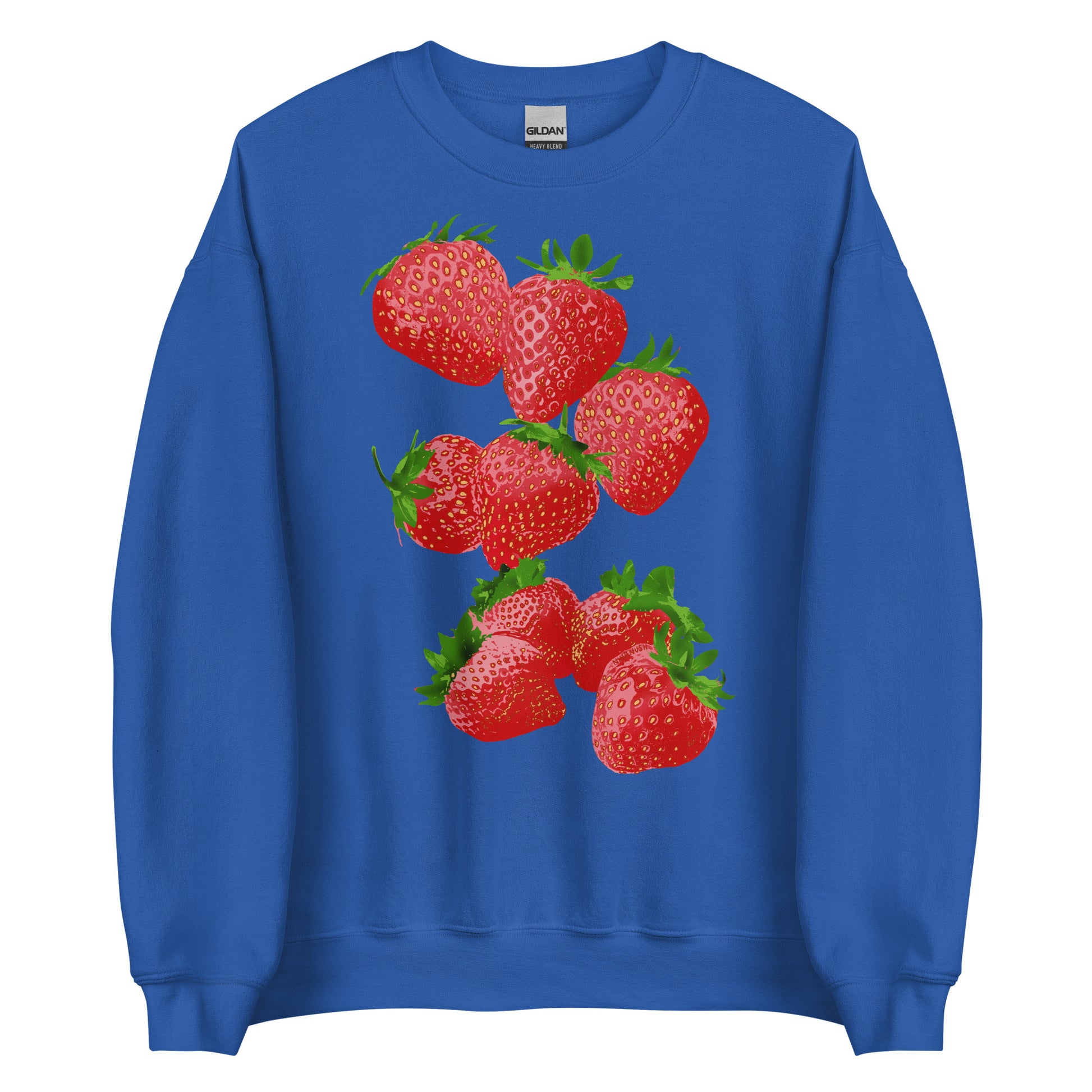 Royal Blue Strawberry Design Sweatshirt from Nina's Funky Shop by ninanush - Love strawberries? Our Strawberry Crewneck Sweatshirt is soft, comfortable and just what you need. It's a unisex sweatshirt that comes in a variety of colors with a unique, hand drawn strawberry design, expertly printed on the front. Perfect for cozy nights in or stand out streetwear for strawberry enthusiasts.