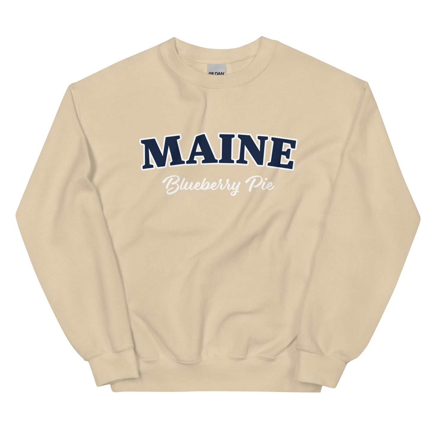 Tan Maine Blueberry Pie Sweatshirt by Nina's Funky Shop by ninanush - Do you love blueberry pie? Looking for a fun New England gift? Our Maine Blueberry Pie Sweatshirt is just for you! A funny foodie sweatshirt for blueberry pie lovers and foodies of all kinds. This unisex, crew neck sweatshirt with "Maine Blueberry Pie" on the front. The perfect sweatshirt for blueberry pie enthusiast.