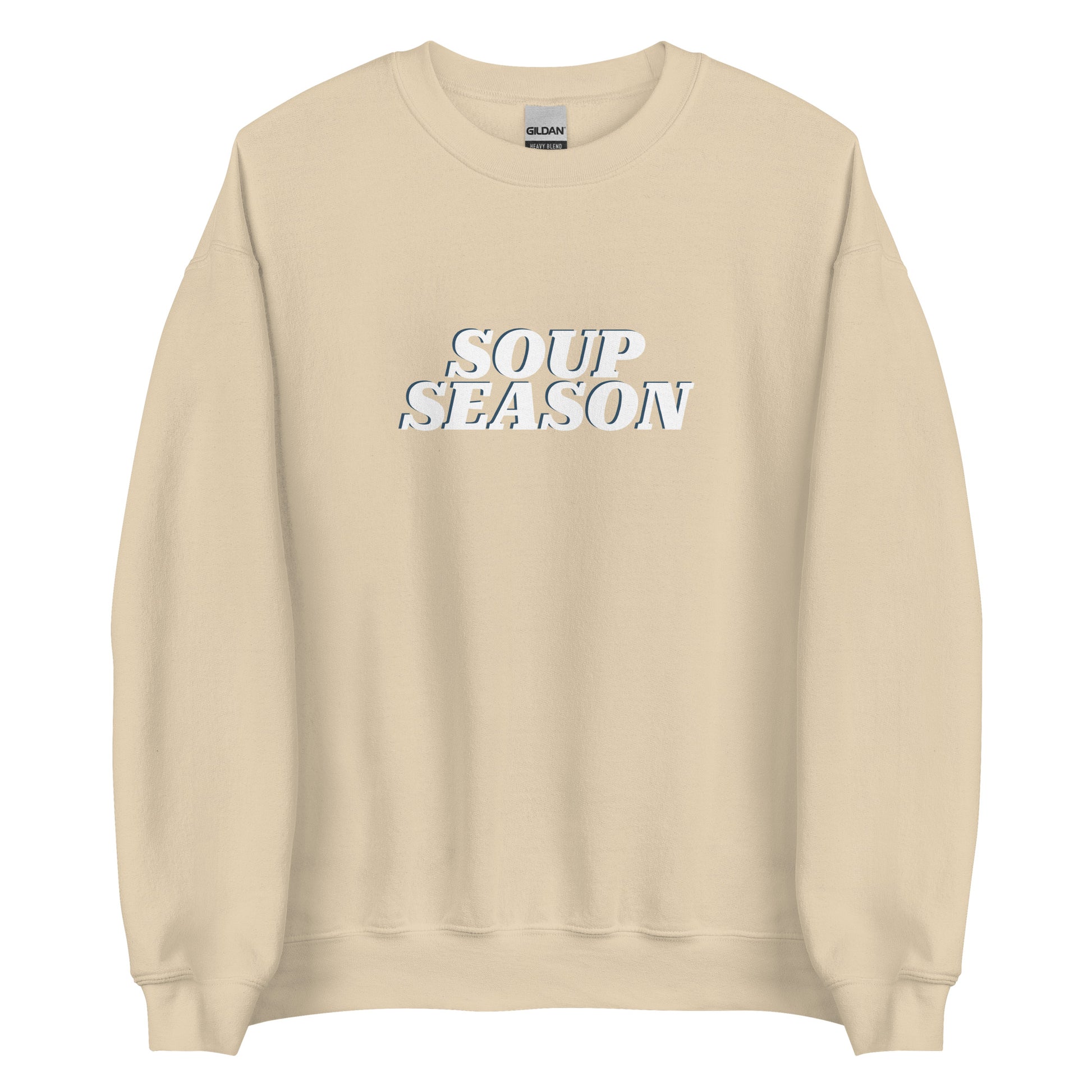 Beige Soup Season Sweatshirt from Nina's Funky Shop by ninanush - Do you love soup? Looking for a funny gift for a friend? Our Soup Season Crew Neck Sweatshirt is soft, comfortable and just what you need. It's a unisex foodie sweatshirt that comes in a variety of colors with "soup season", expertly printed on the front. A funny foodie sweatshirt for cozy nights in or stand out soup lover streetwear.