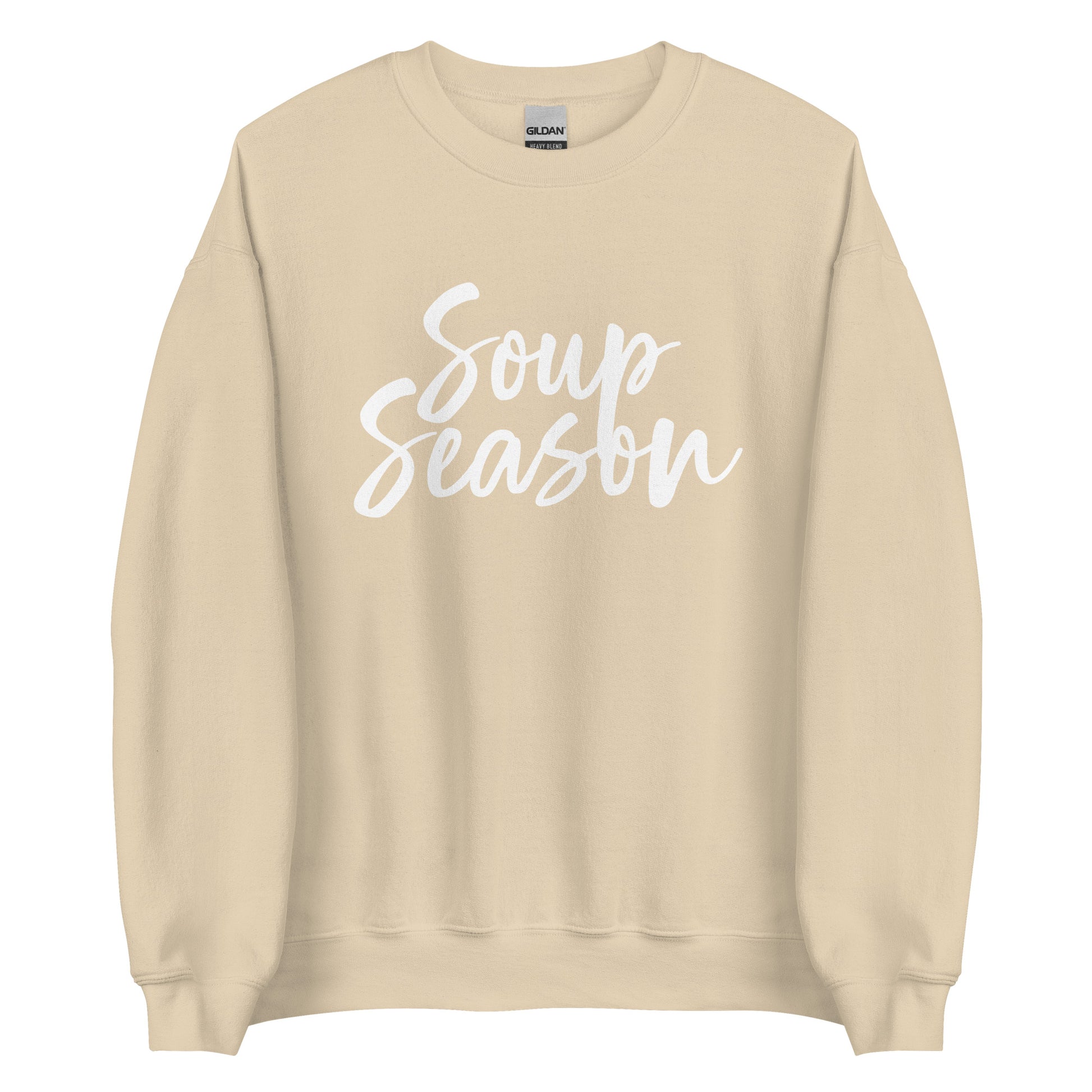 Beige Soup Season Sweatshirt from Nina's Funky Shop by ninanush - Do you love soup? Looking for a funny gift? Our Soup Season Crewneck Sweatshirt is soft, comfortable and just what you need. It's a unisex sweatshirt that comes in a variety of colors with "Soup Season", expertly printed on the front. A unique and funny soup sweatshirt for cozy nights in or stand out soup lover streetwear. This quirky sweatshirt is designed by Nina and made just for you.