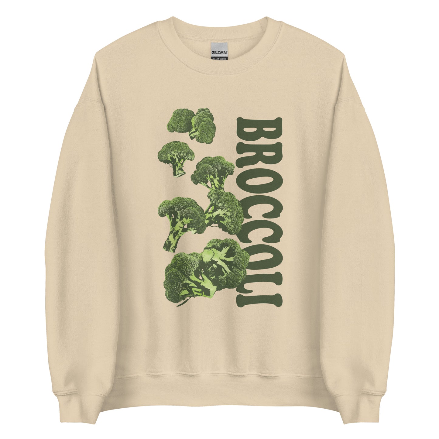 Beige Broccoli Sweatshirt from Nina's Funky Shop by ninanush- Love broccoli? Our Broccoli Crewneck Sweatshirt is soft, comfortable and just what you need. It's a unisex sweatshirt with a unique, hand drawn broccoli design, expertly printed on the front. Perfect for cozy nights in or stand out streetwear for veggie enthusiasts. This funny foodie sweatshirt is designed by Nina and made just for you.