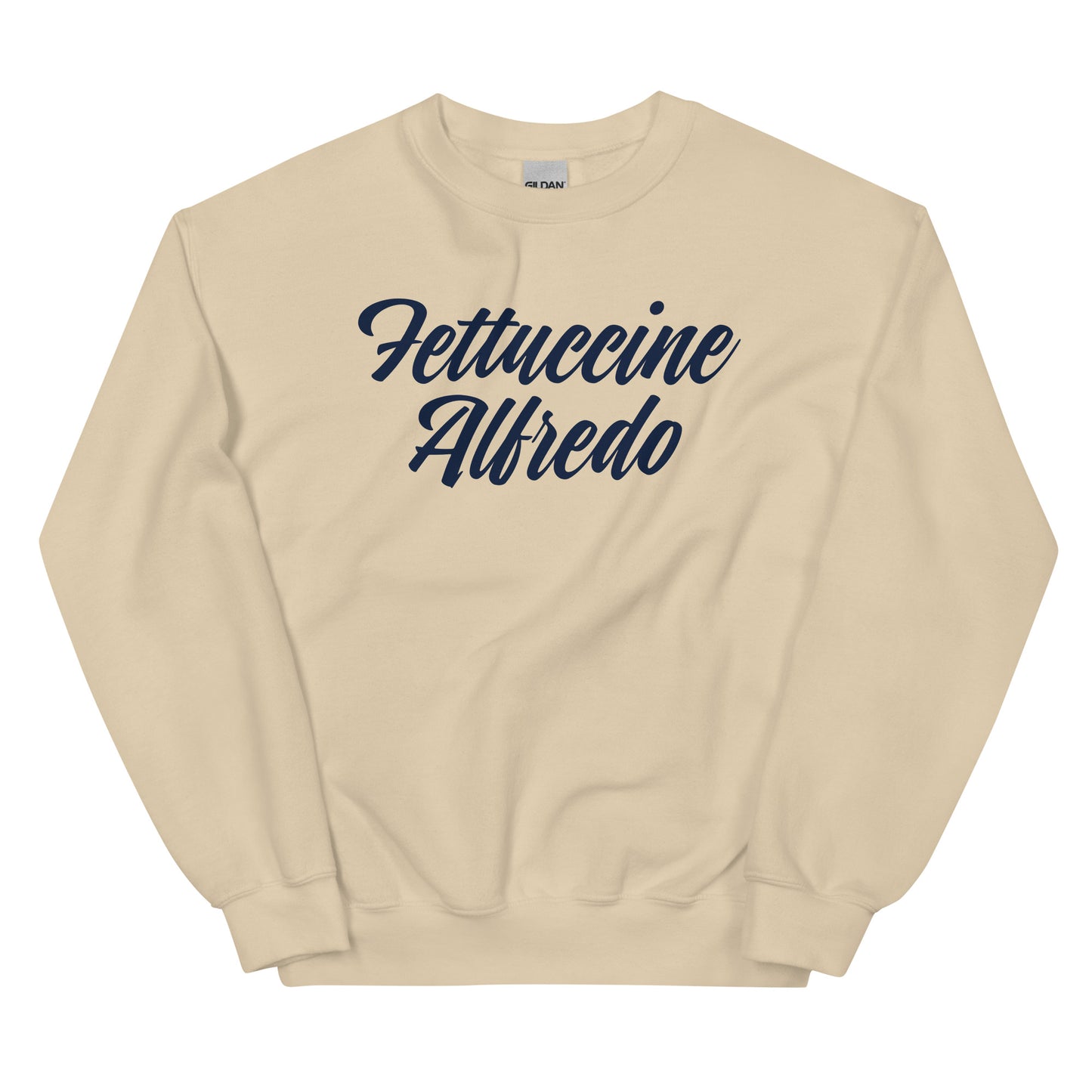 Tan Fettuccine Alfredo Crewneck Sweatshirt - Fettuccine Alfredo enthusiast? Looking for a gift for a pasta lover? Our Fettuccine Alfredo Crewneck Sweatshirt is cozy, soft, and made just for you!