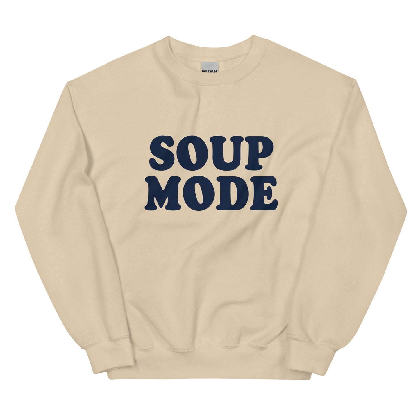 Beige Soup Mode Sweatshirt - Love soup? Looking for a gift for a soup enthusiast? Our Soup Mode Sweatshirt is soft, cozy and made just for you! It's a funny crewneck sweatshirt, expertly printed and perfect for everyday activities or lounging around the house eating soup. Looking for something personalized? Shoot us a message! 